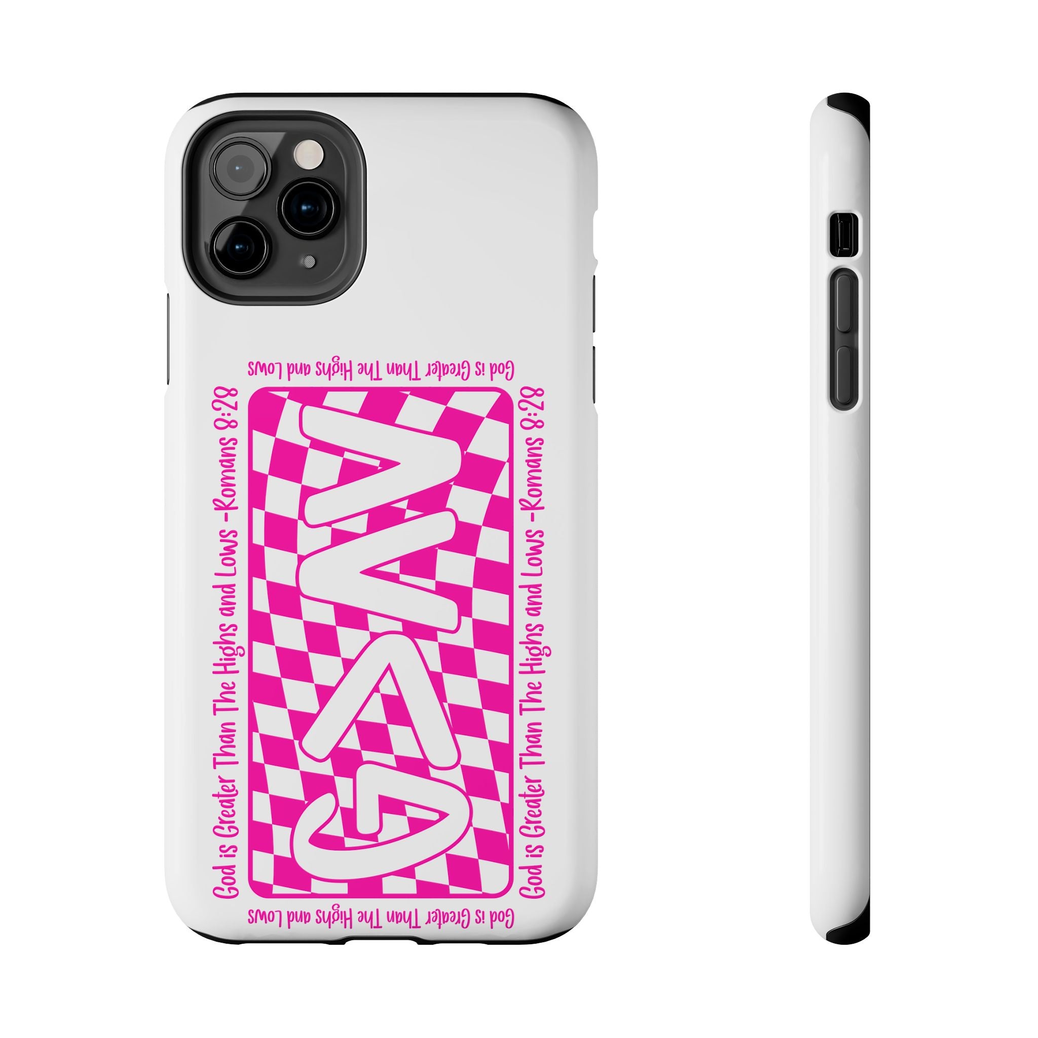 Pink Checker 'GAY' Tough Phone Case — Bold Pride Protective Cover