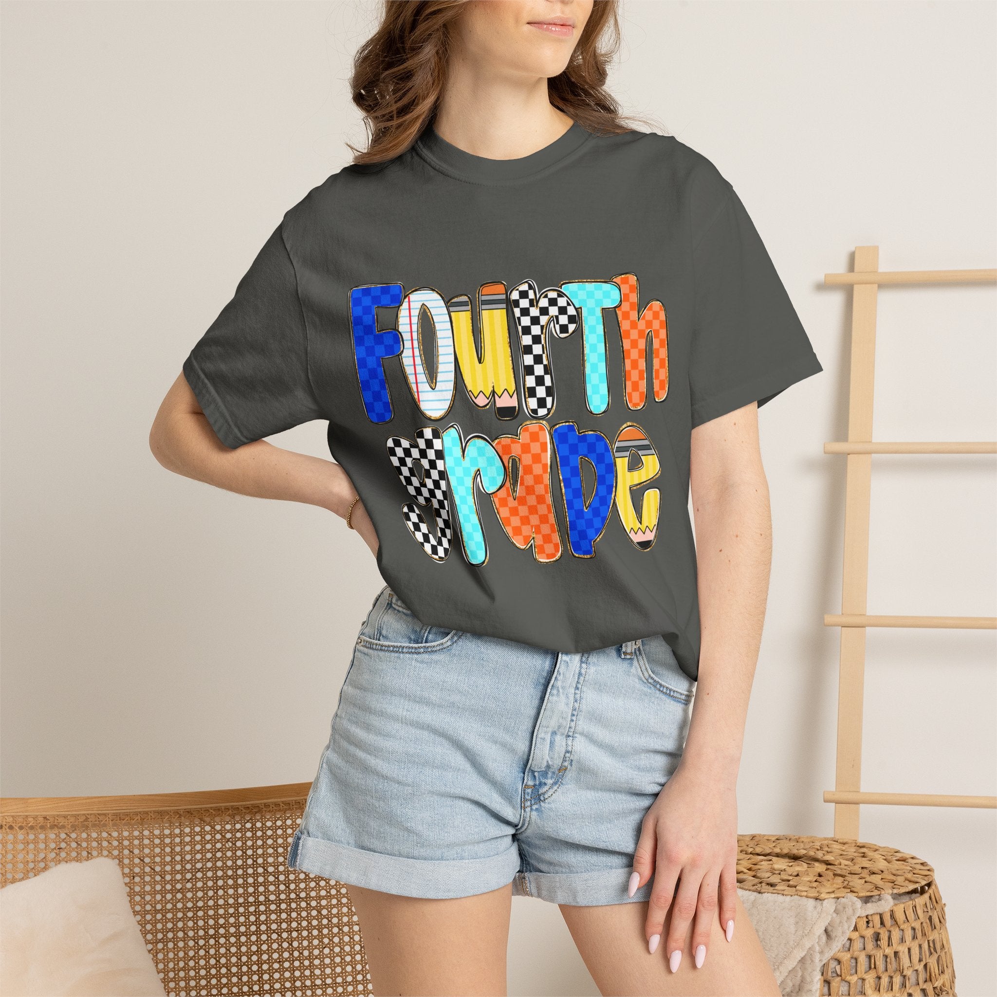 Fourth Grade T-Shirt — Colorful Retro Lettering Tee for Kids