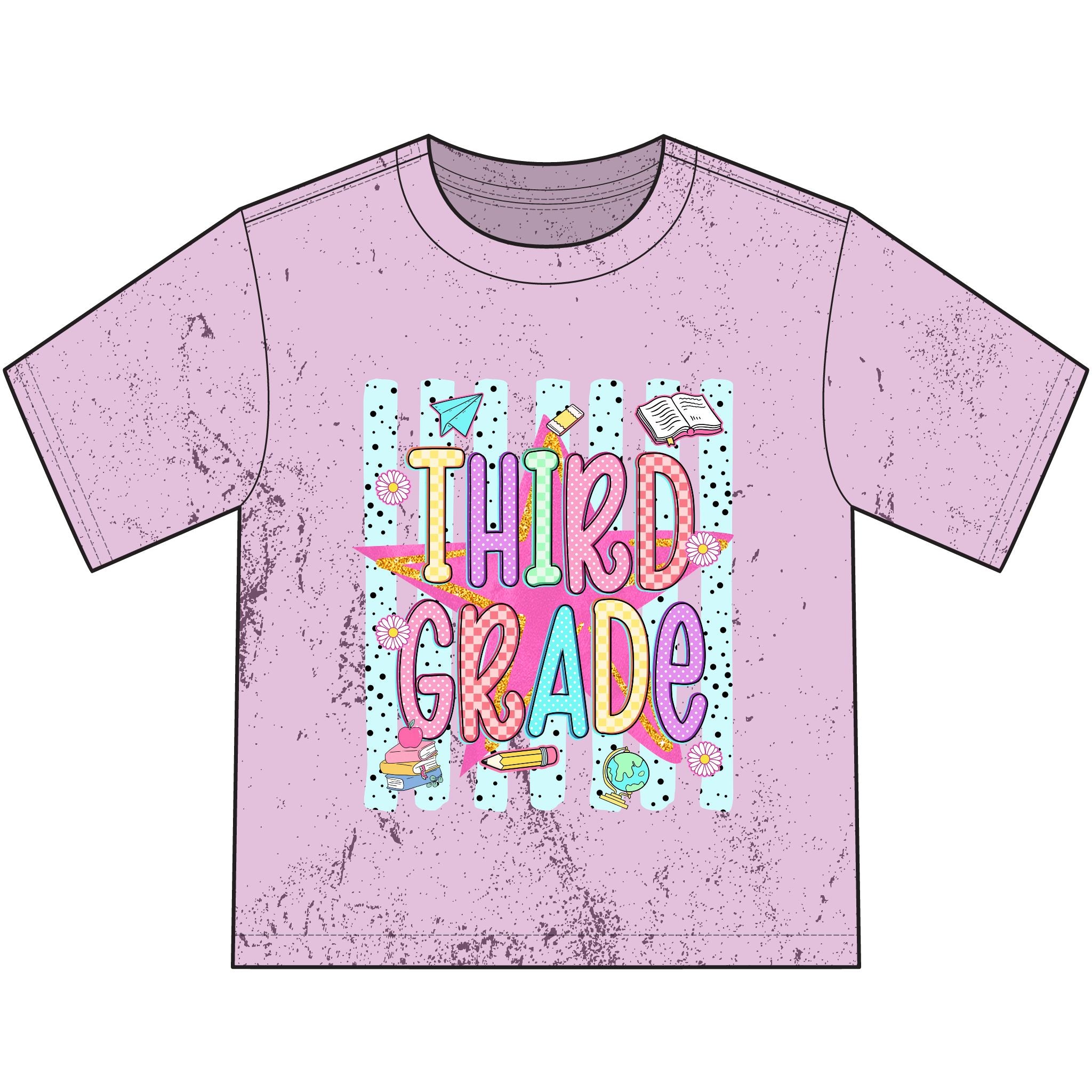 Third Grade Color Splash Youth T‑Shirt — Back-to-School Cute Classroom Tee