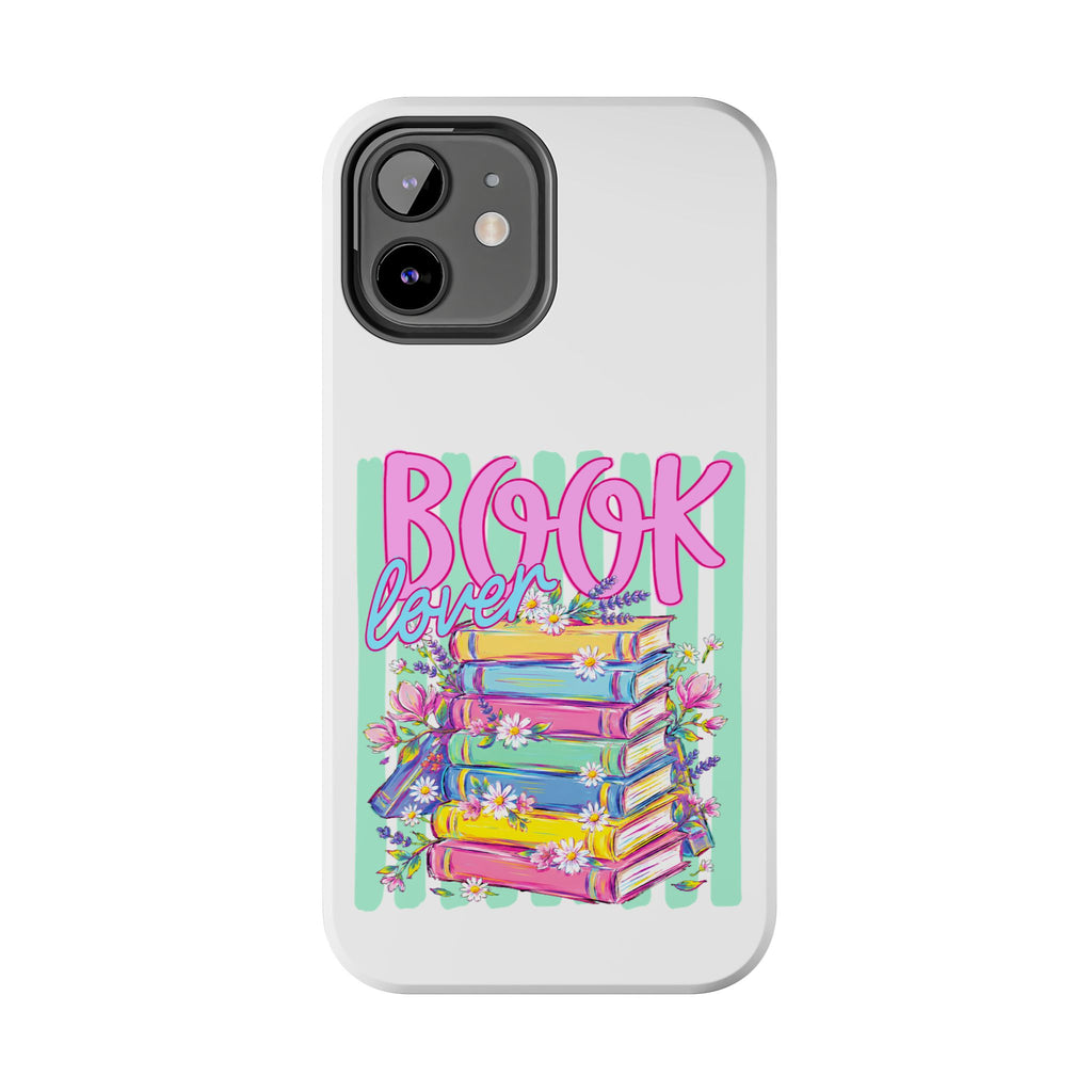 Book Lover Tough Phone Case — Colorful Stack of Books Floral Design