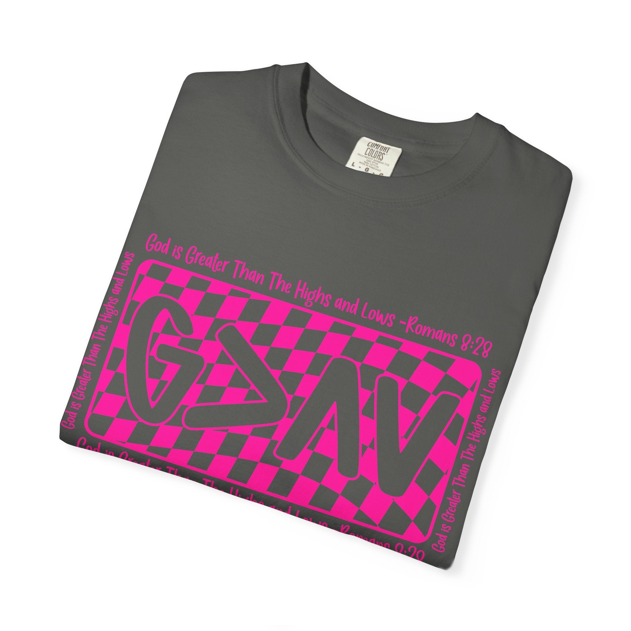Good & Greater Checker Logo T-Shirt — Pink Graphic Tee