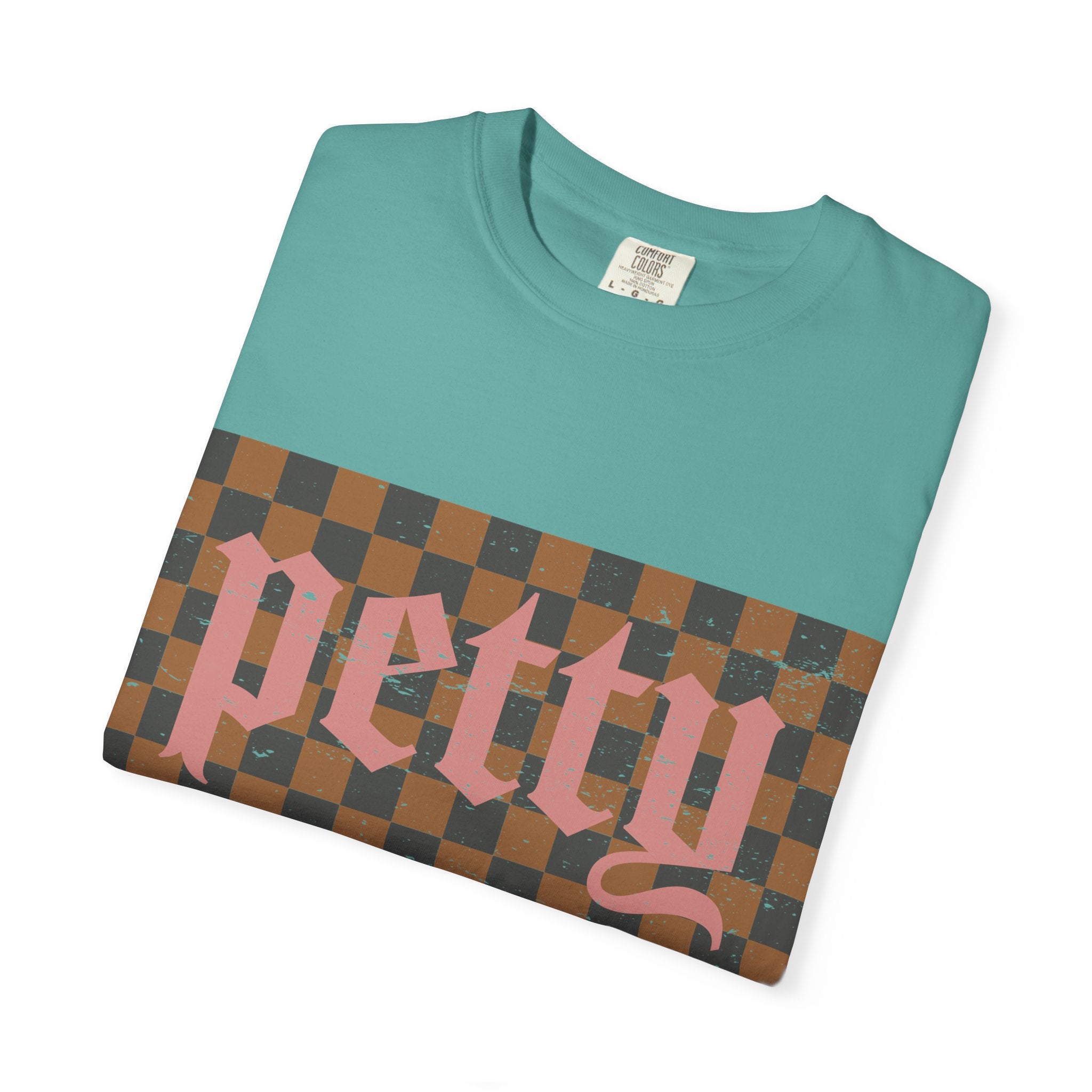 Pretty Checkerboard T-Shirt — Vintage Gothic Script Graphic Tee
