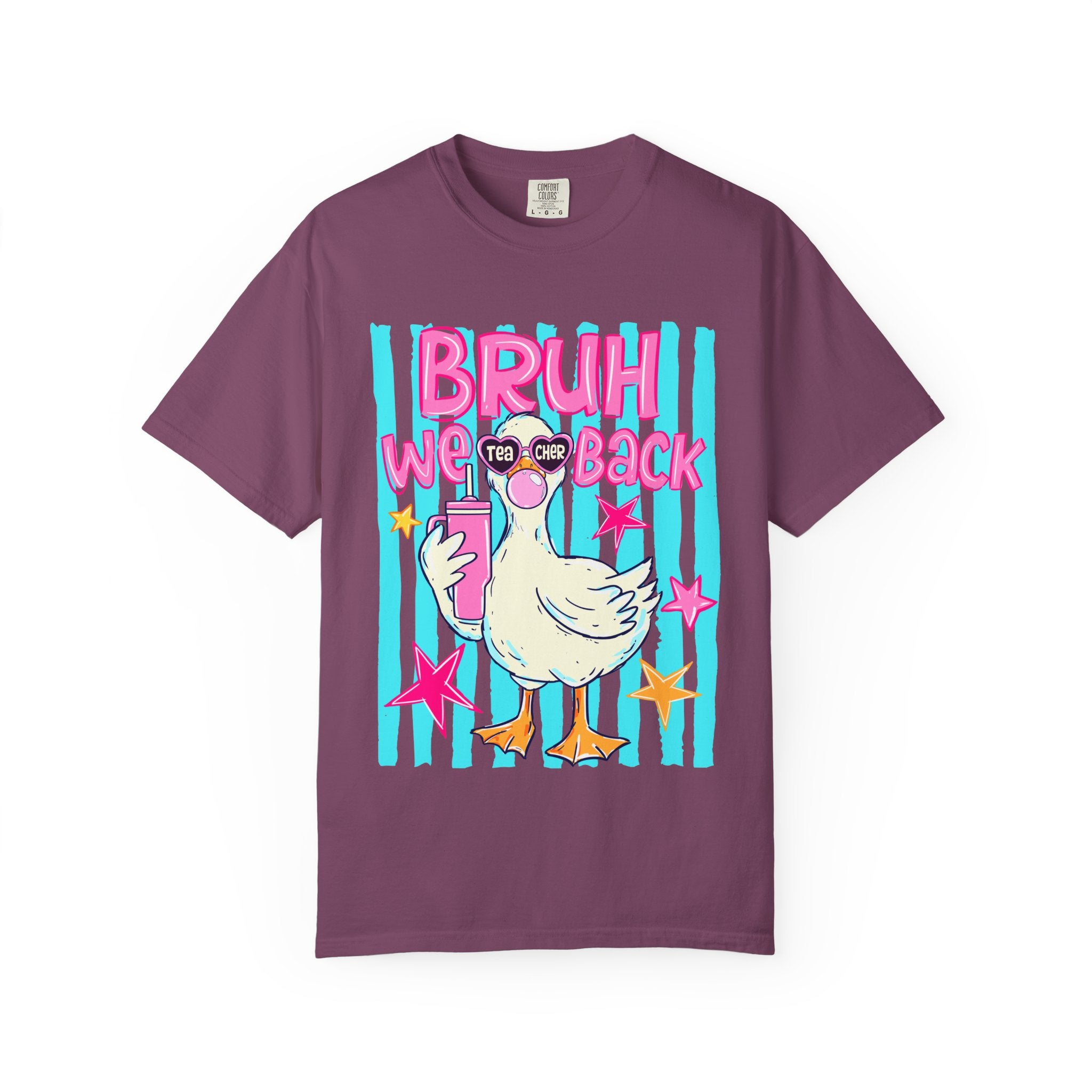 T‑Shirt — 'Bruh We Back' Duck Graphic Tee (Retro Pastel Streetwear)