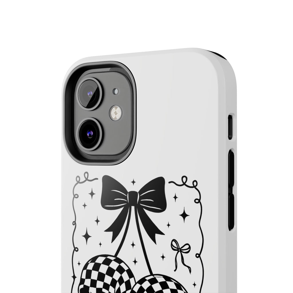 Skull Bow Phone Case - Checkerboard Gothic Tough Phone Case