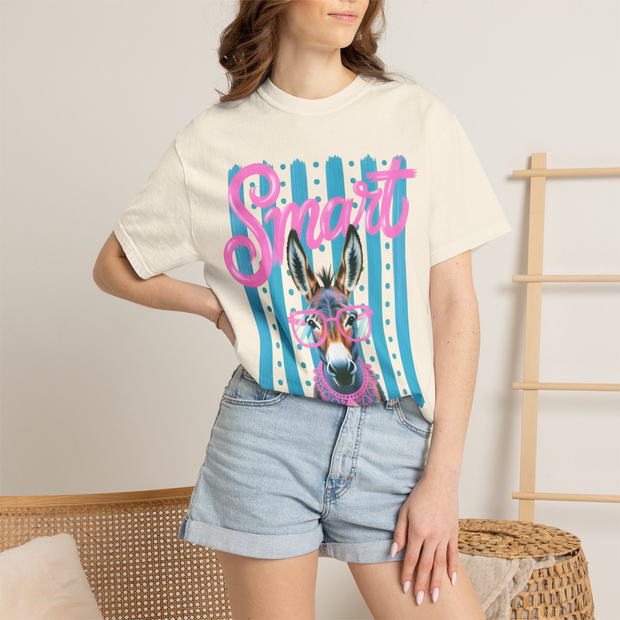 Smart Donkey Graphic T-Shirt — Retro Striped Funny Animal Tee