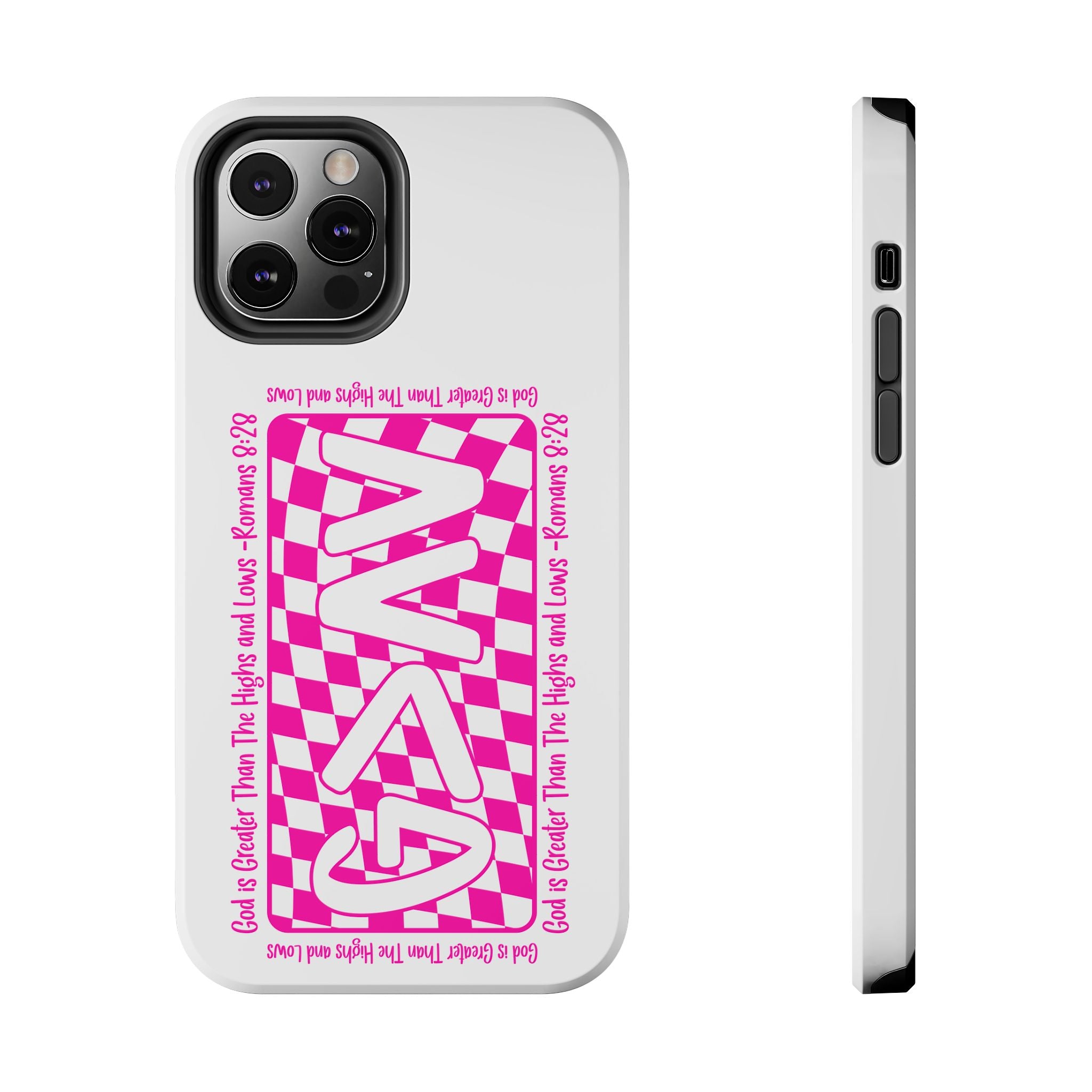 Pink Checker 'GAY' Tough Phone Case — Bold Pride Protective Cover