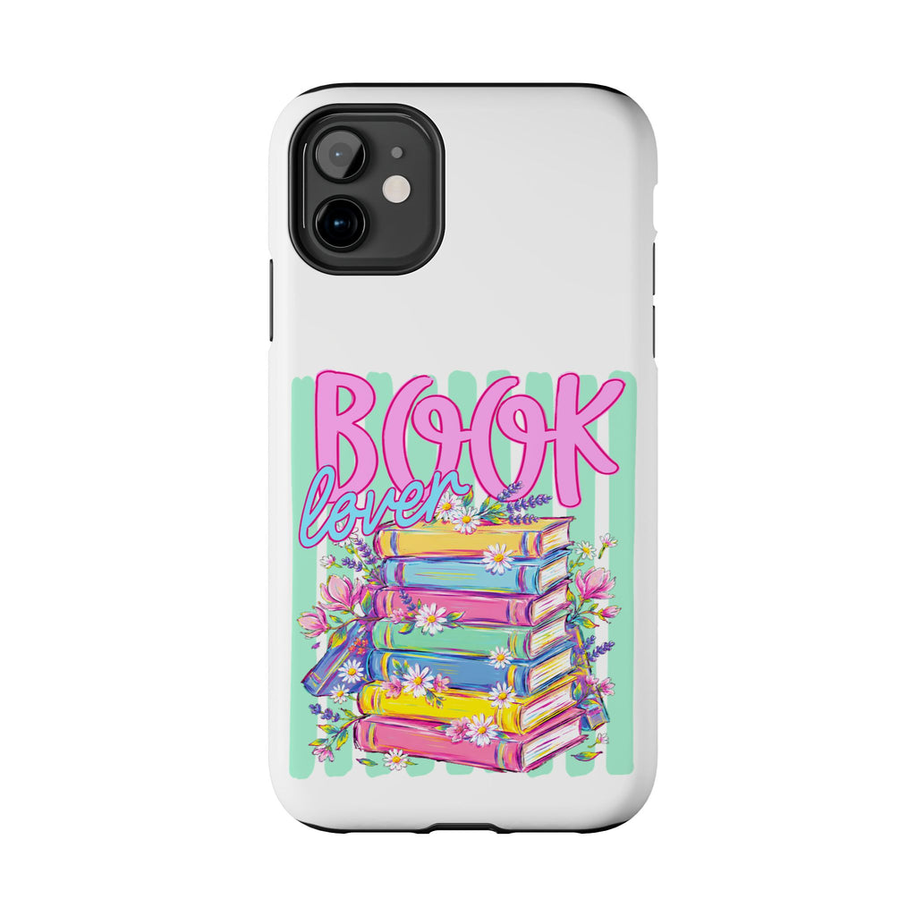Book Lover Tough Phone Case — Colorful Stack of Books Floral Design