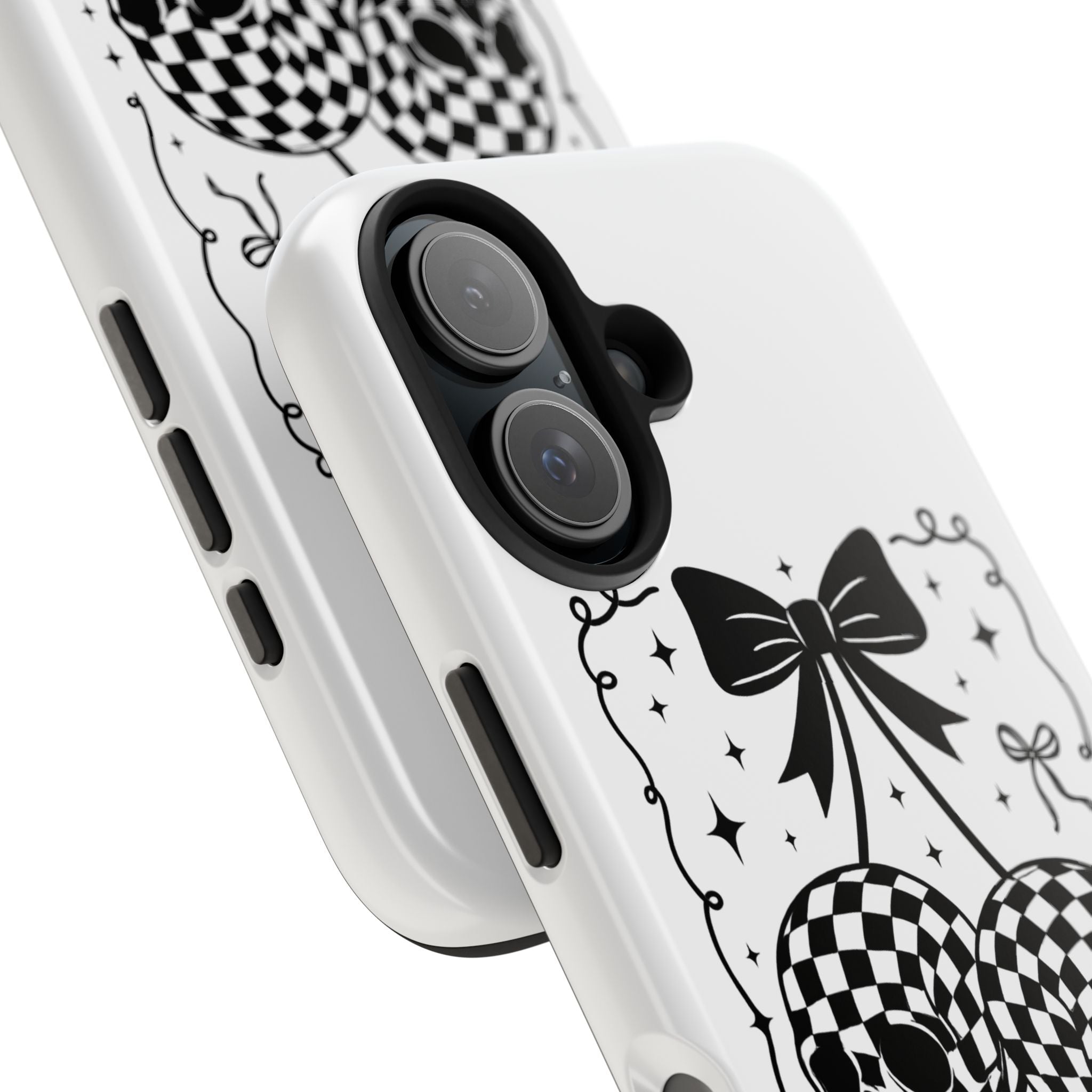 Skull Bow Phone Case - Checkerboard Gothic Tough Phone Case