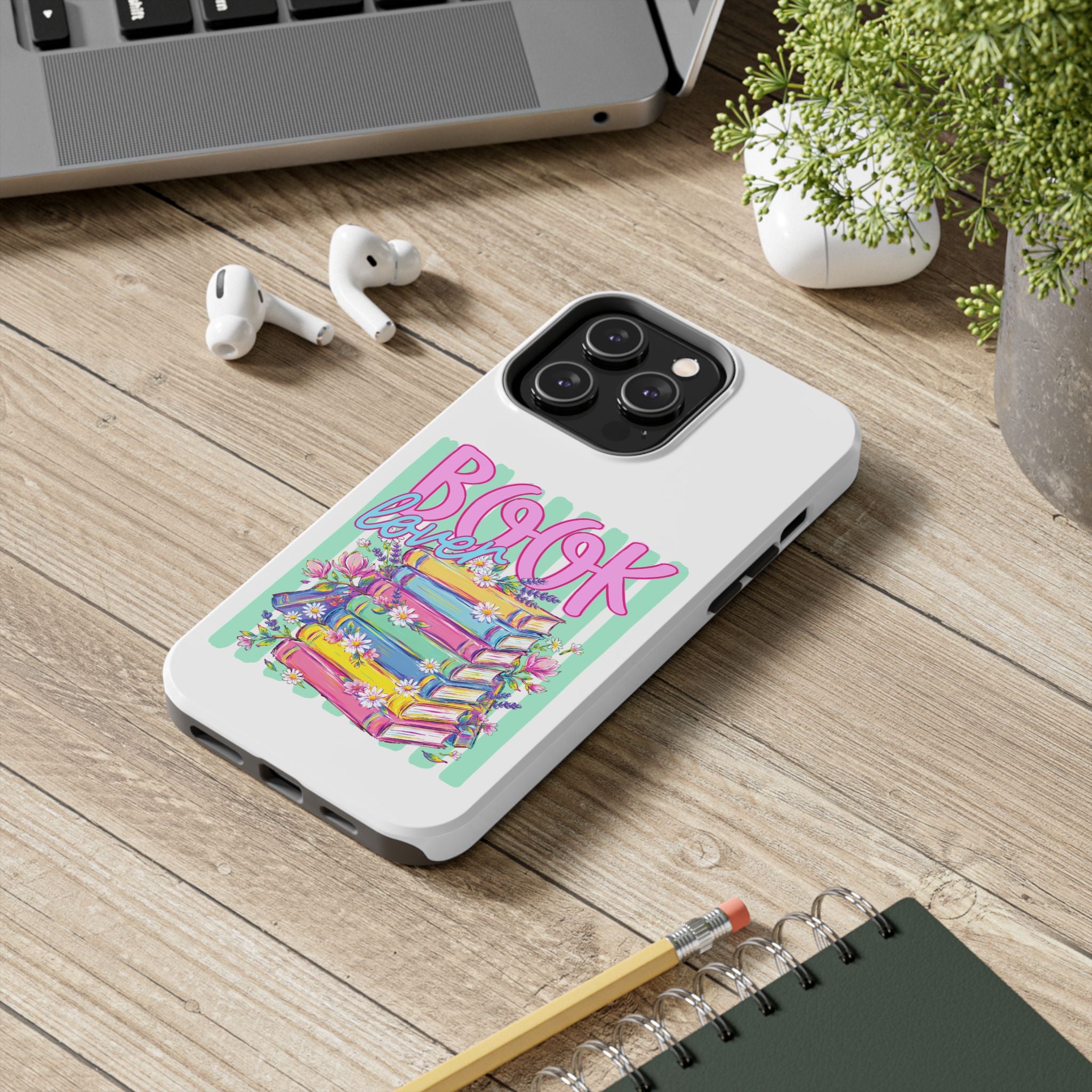 Book Lover Tough Phone Case — Colorful Stack of Books Floral Design
