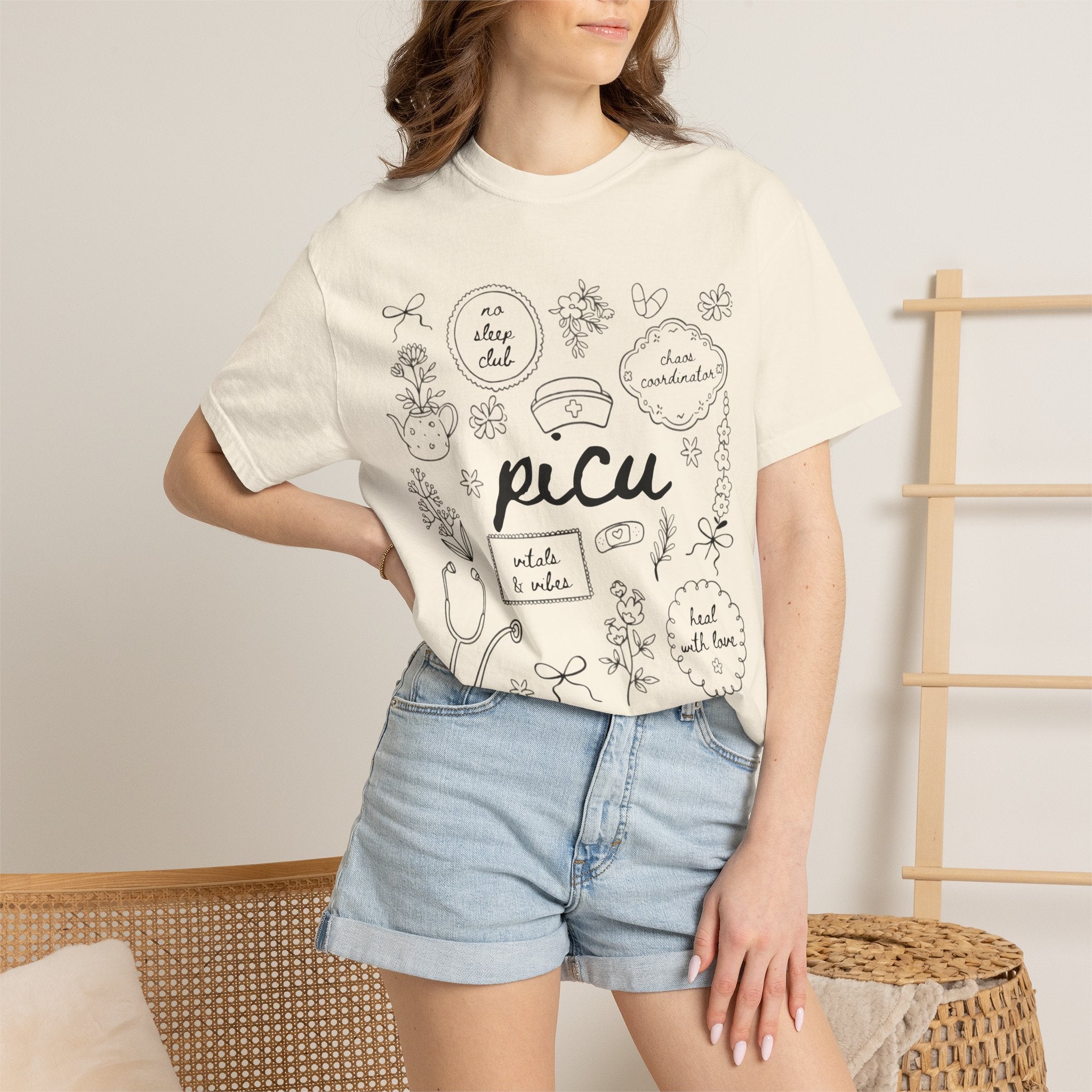 PICU Nurse T-Shirt — Pediatric Intensive Care Unit Doodle Tee