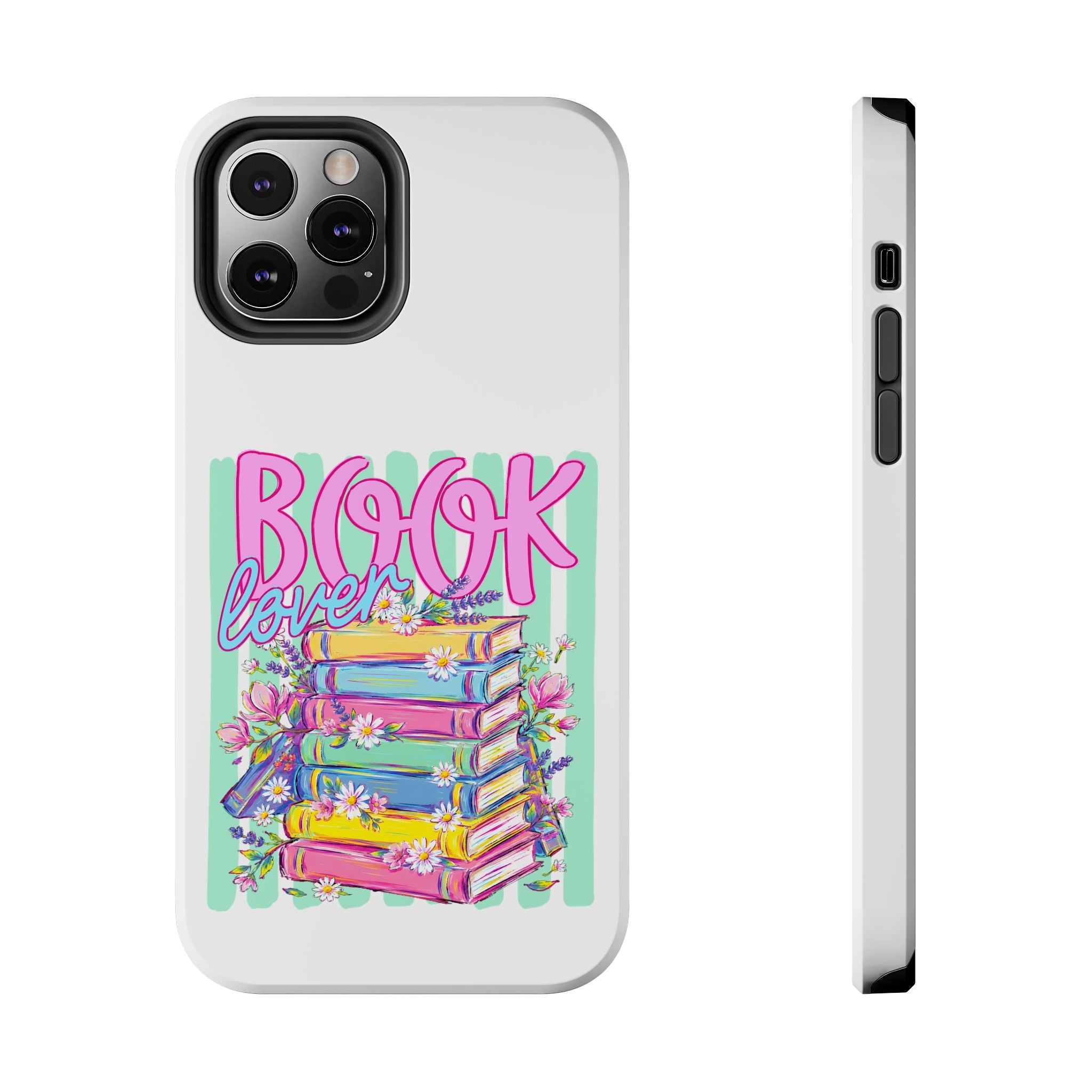 Book Lover Tough Phone Case — Colorful Stack of Books Floral Design