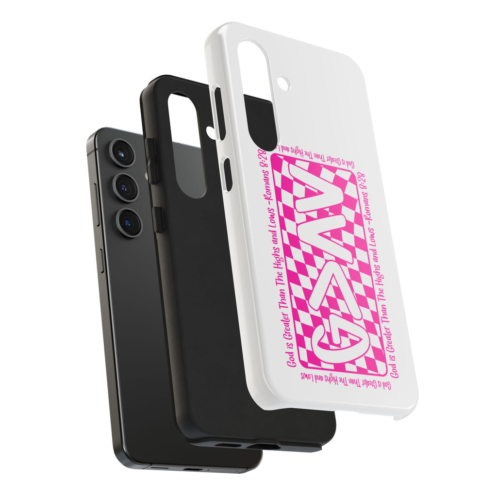 Pink Checker 'GAY' Tough Phone Case — Bold Pride Protective Cover