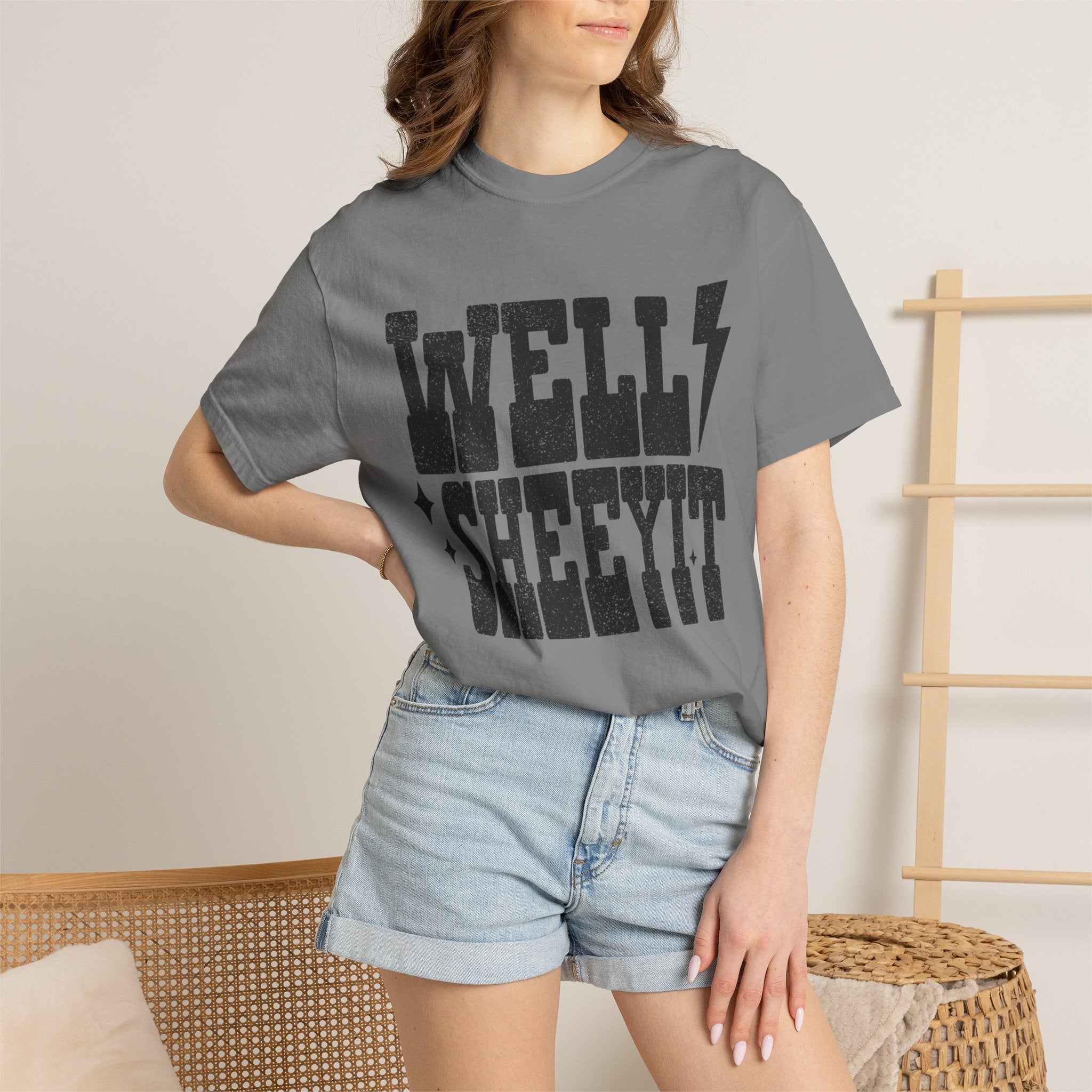 Well Sheeyit T-Shirt — Rustic Vintage Graphic Tee with Lightning Bolt