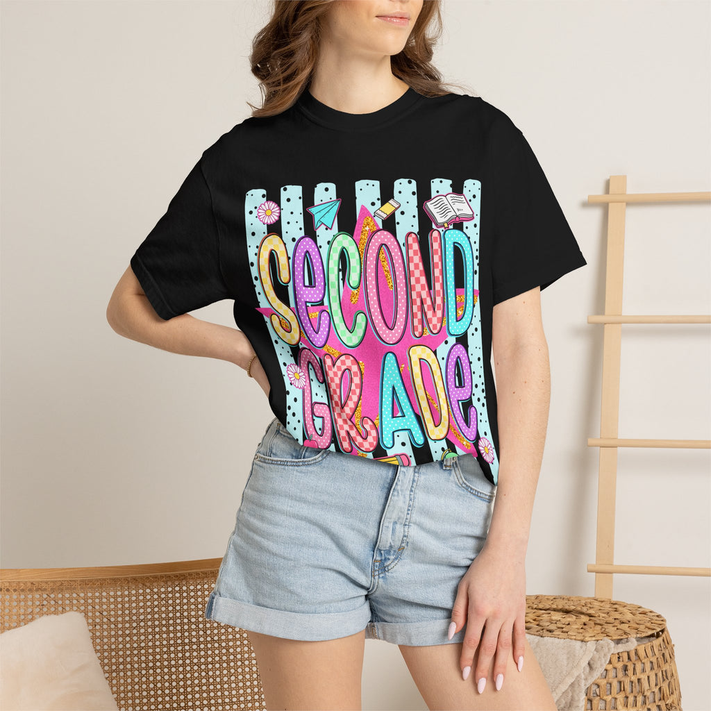 Second Grade T-Shirt — Cute Colorful School Tee for Teachers & Students