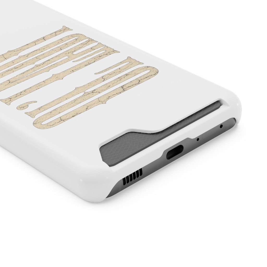 Card Holder Phone Case — Vintage Beige 'Old Soul' Typography