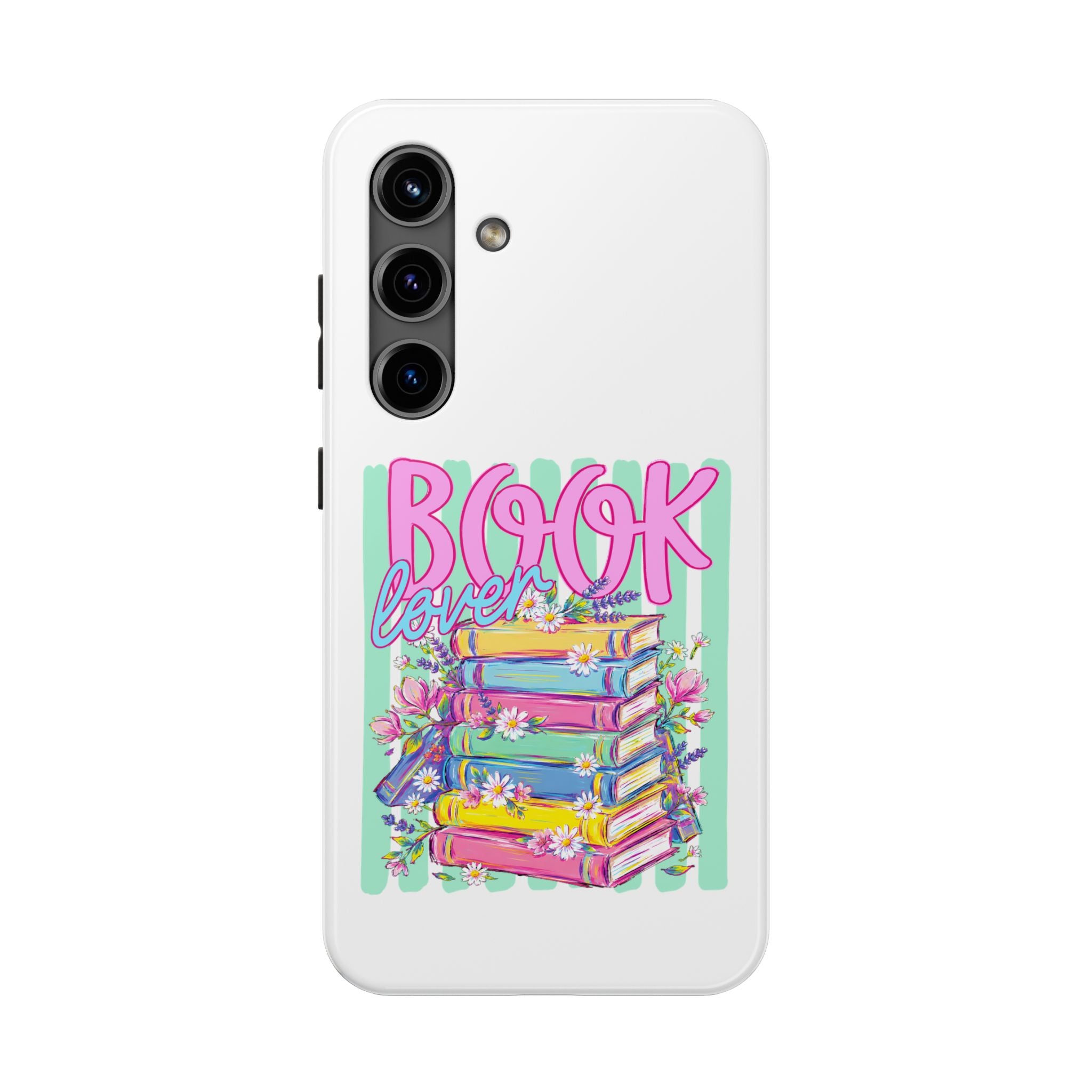 Book Lover Tough Phone Case — Colorful Stack of Books Floral Design