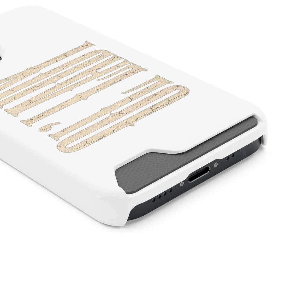 Card Holder Phone Case — Vintage Beige 'Old Soul' Typography