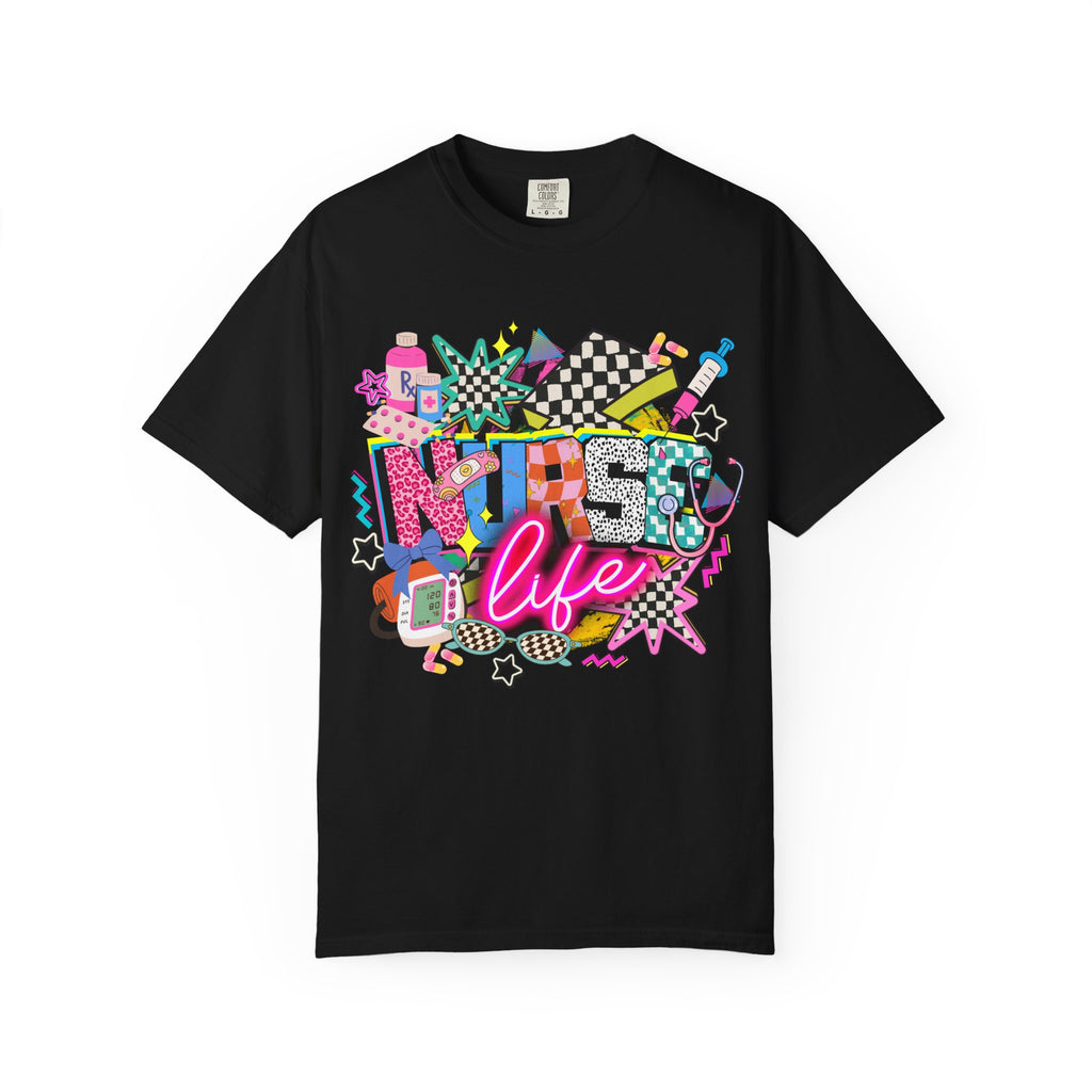 Unisex Graphic T-Shirt — "Nurse for Life" Retro Neon Pop Art Tee