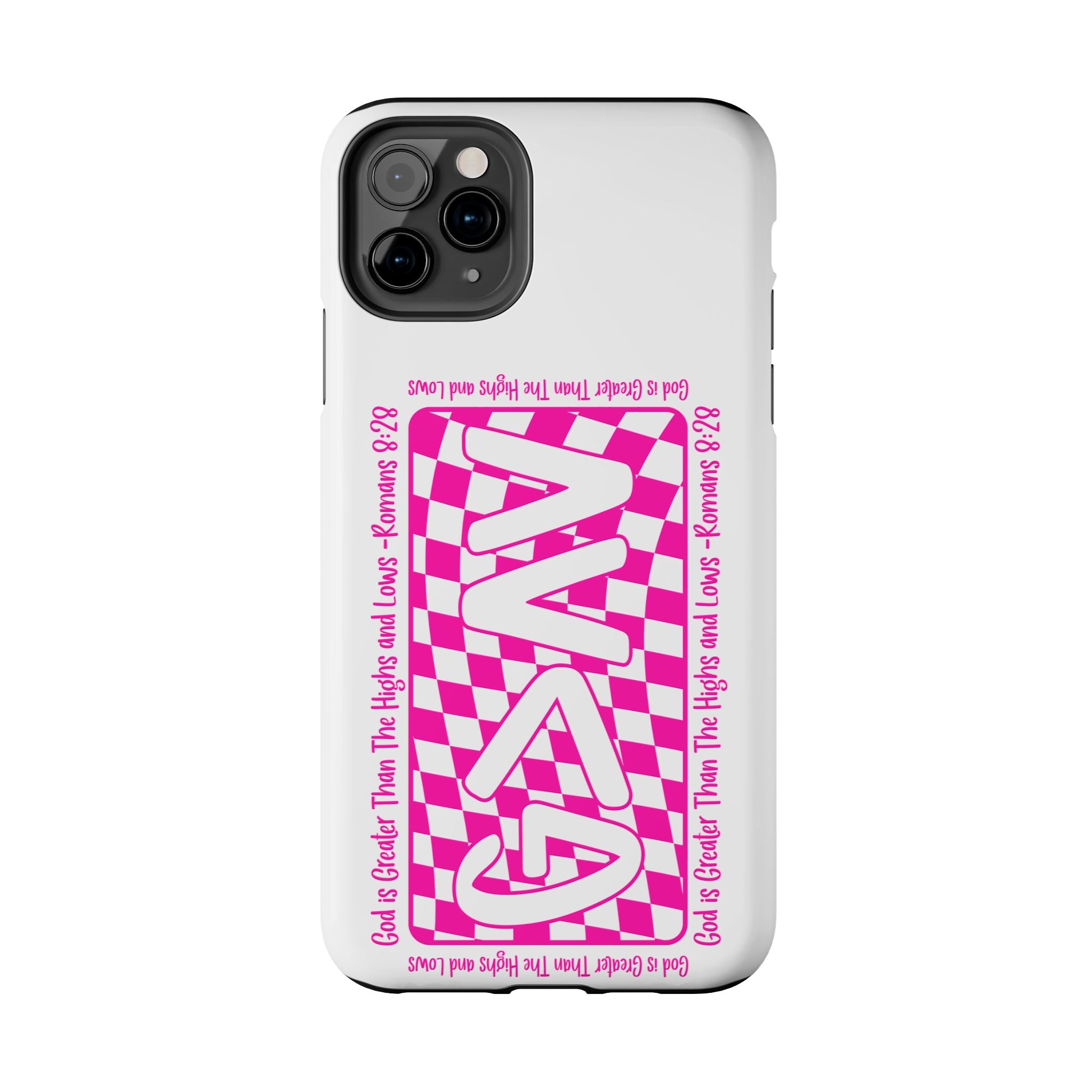 Pink Checker 'GAY' Tough Phone Case — Bold Pride Protective Cover