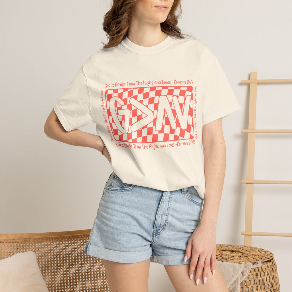 Grateful Dead Vibes Checkerboard Graphic T‑Shirt — 'G?AV' Retro Band Tee