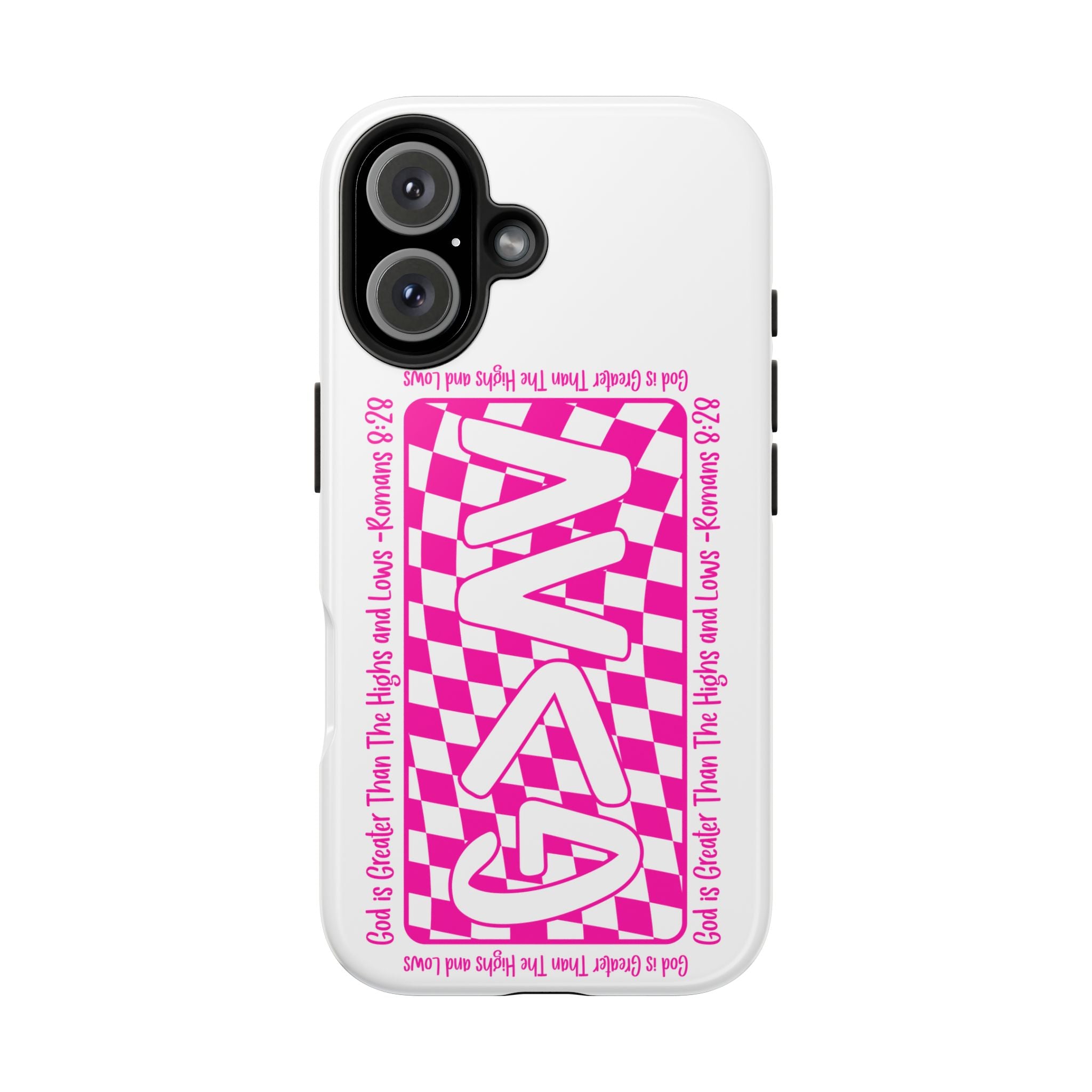 Pink Checker 'GAY' Tough Phone Case — Bold Pride Protective Cover