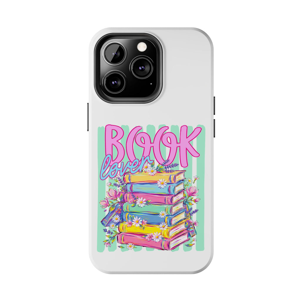 Book Lover Tough Phone Case — Colorful Stack of Books Floral Design