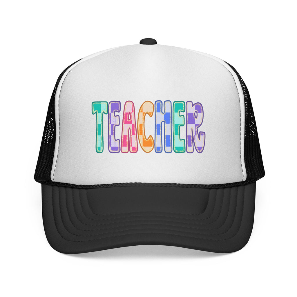 Teacher Trucker Hat — Colorful Patchwork Educator Cap