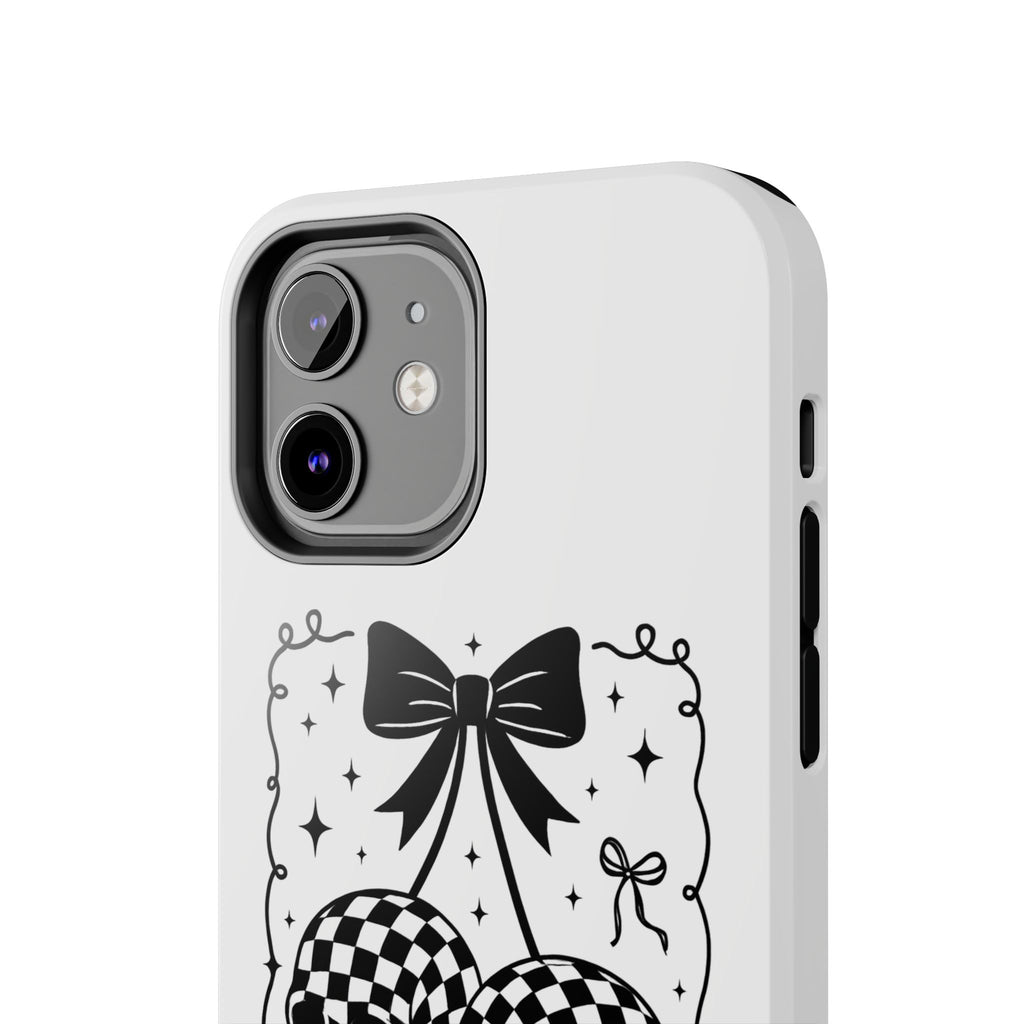 Skull Bow Phone Case - Checkerboard Gothic Tough Phone Case