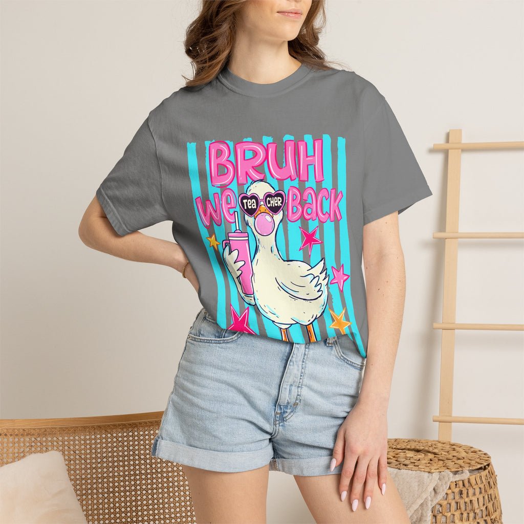 T‑Shirt — 'Bruh We Back' Duck Graphic Tee (Retro Pastel Streetwear)