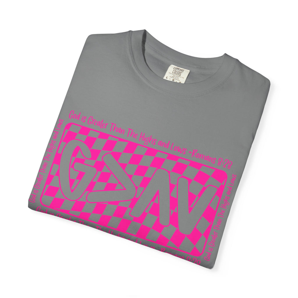 Good & Greater Checker Logo T-Shirt — Pink Graphic Tee