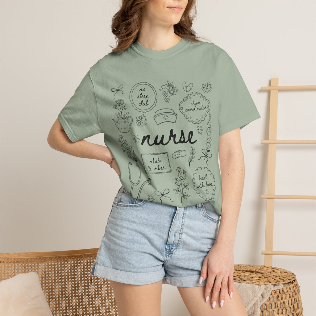 Nurse Doodles T-Shirt — Handwritten Medical Gifts for Nurses