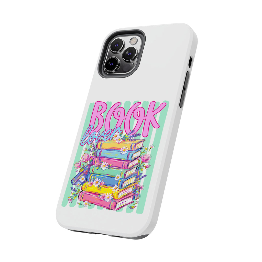 Book Lover Tough Phone Case — Colorful Stack of Books Floral Design