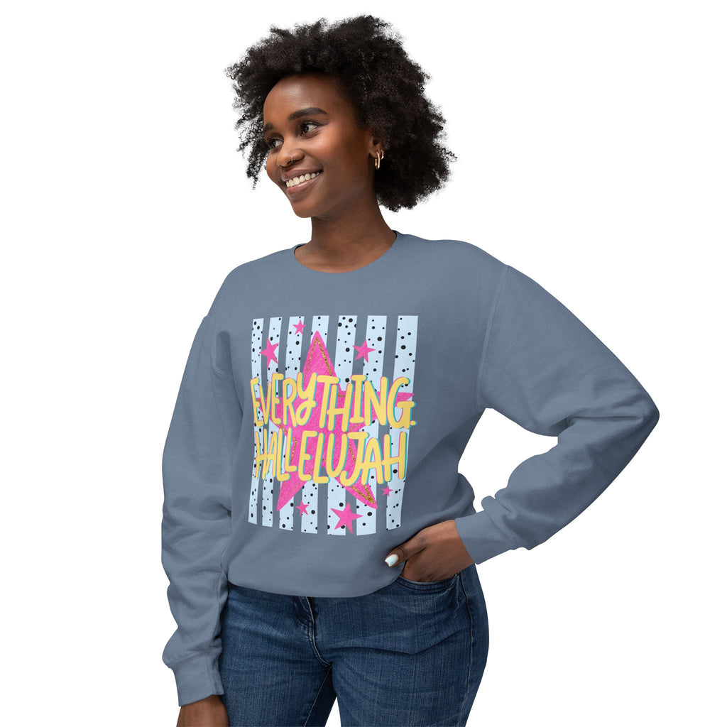 Crewneck Sweatshirt — "Everything Hallelujah" Retro Star Graphic