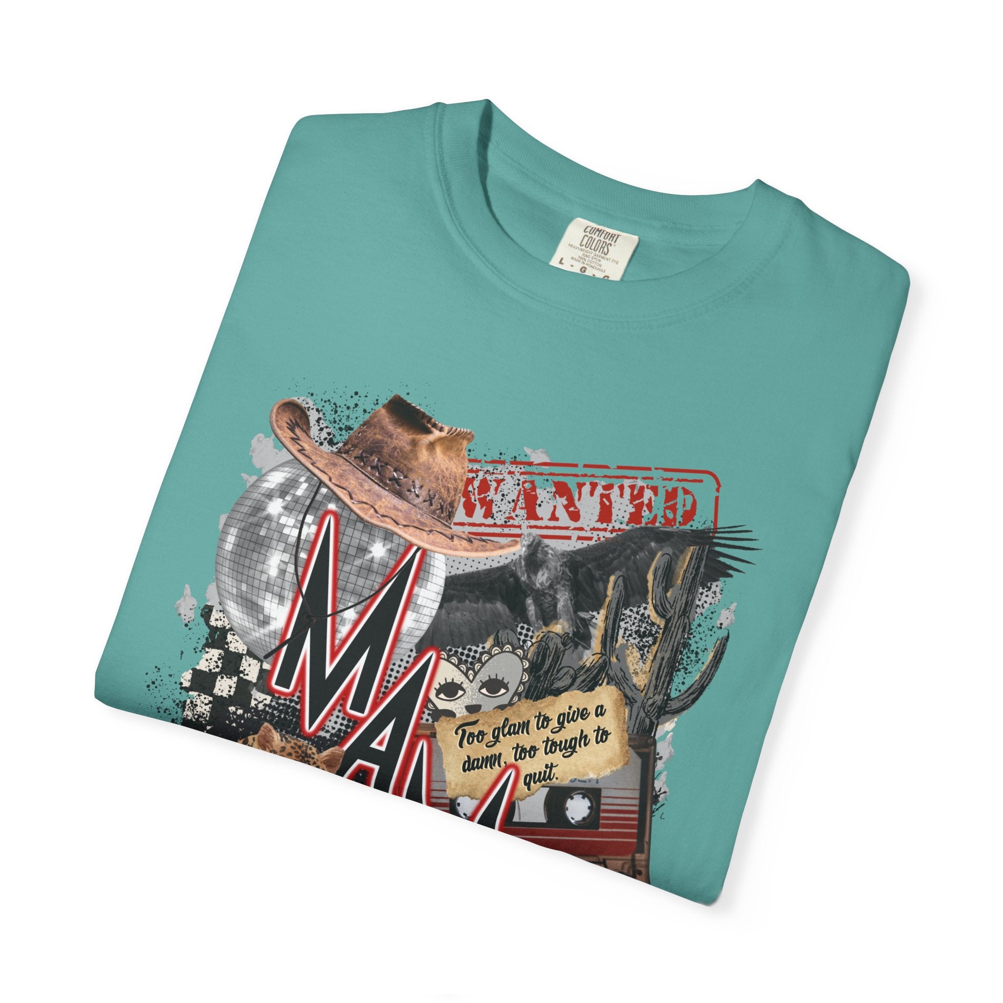 Mama Collage Graphic T-Shirt – Vintage Cowboy, Floral & Retro Icons