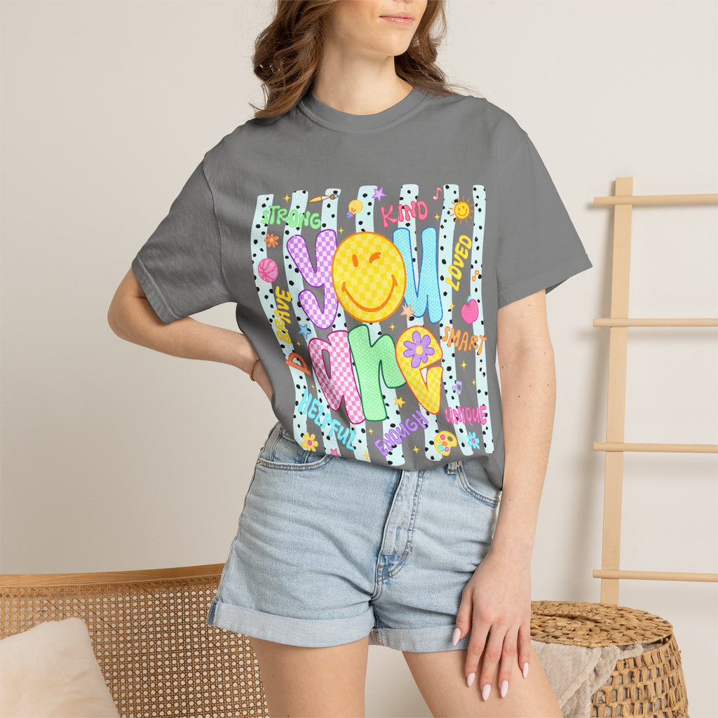 You Are Amazing T-Shirt — Positive Vibes Graphic Tee with Smiley & Kindness Doodle