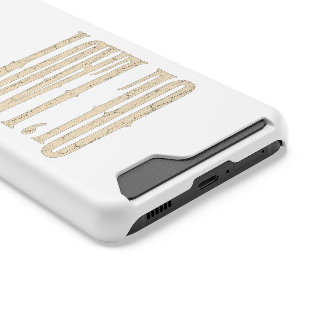 Card Holder Phone Case — Vintage Beige 'Old Soul' Typography