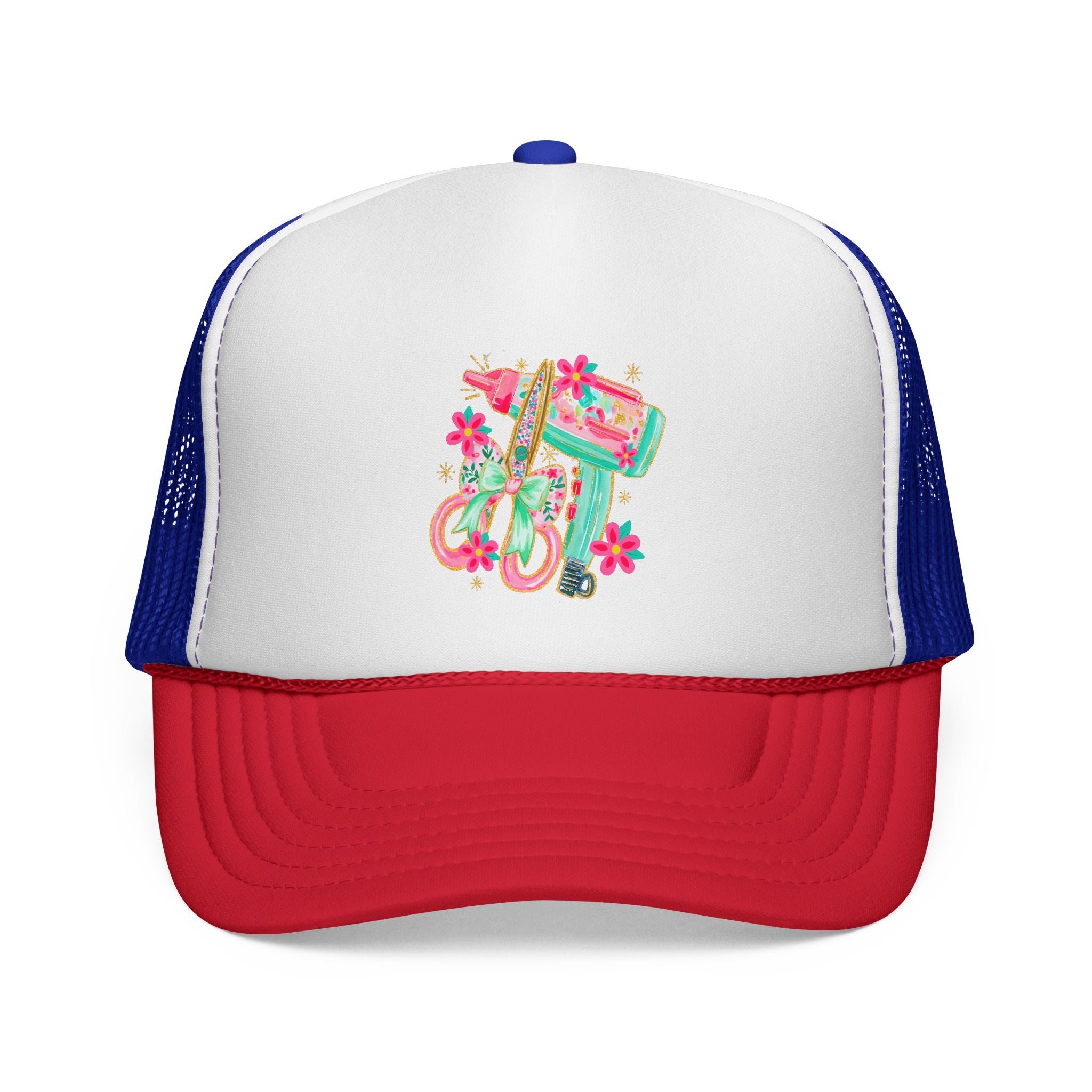 Trucker Cap — Floral Surfboard & Vintage Van Design