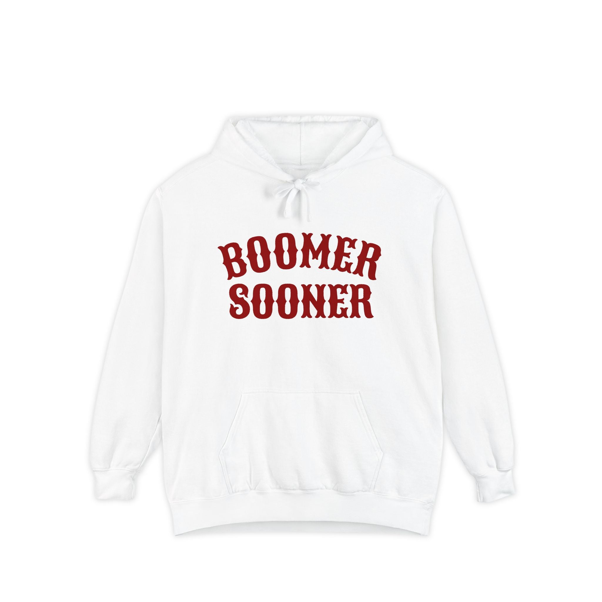 Boomer Sooner Hoodie — OU Crimson Vintage Arch Pullover