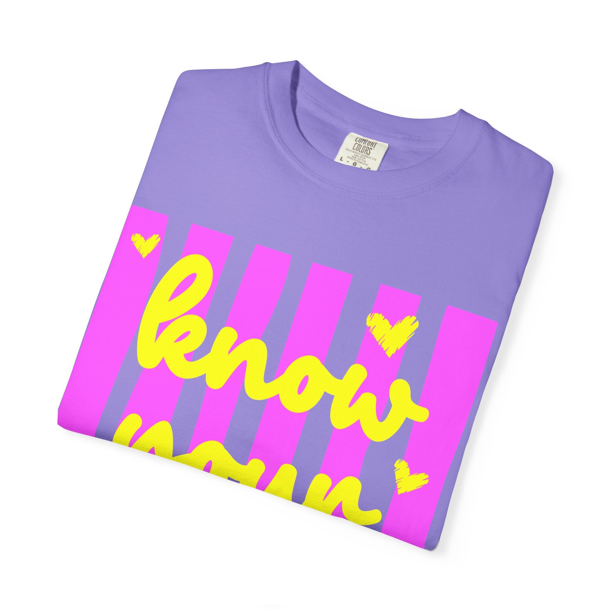 Know Your Worth T-Shirt — Bright Pink Stripe Motivational Tee