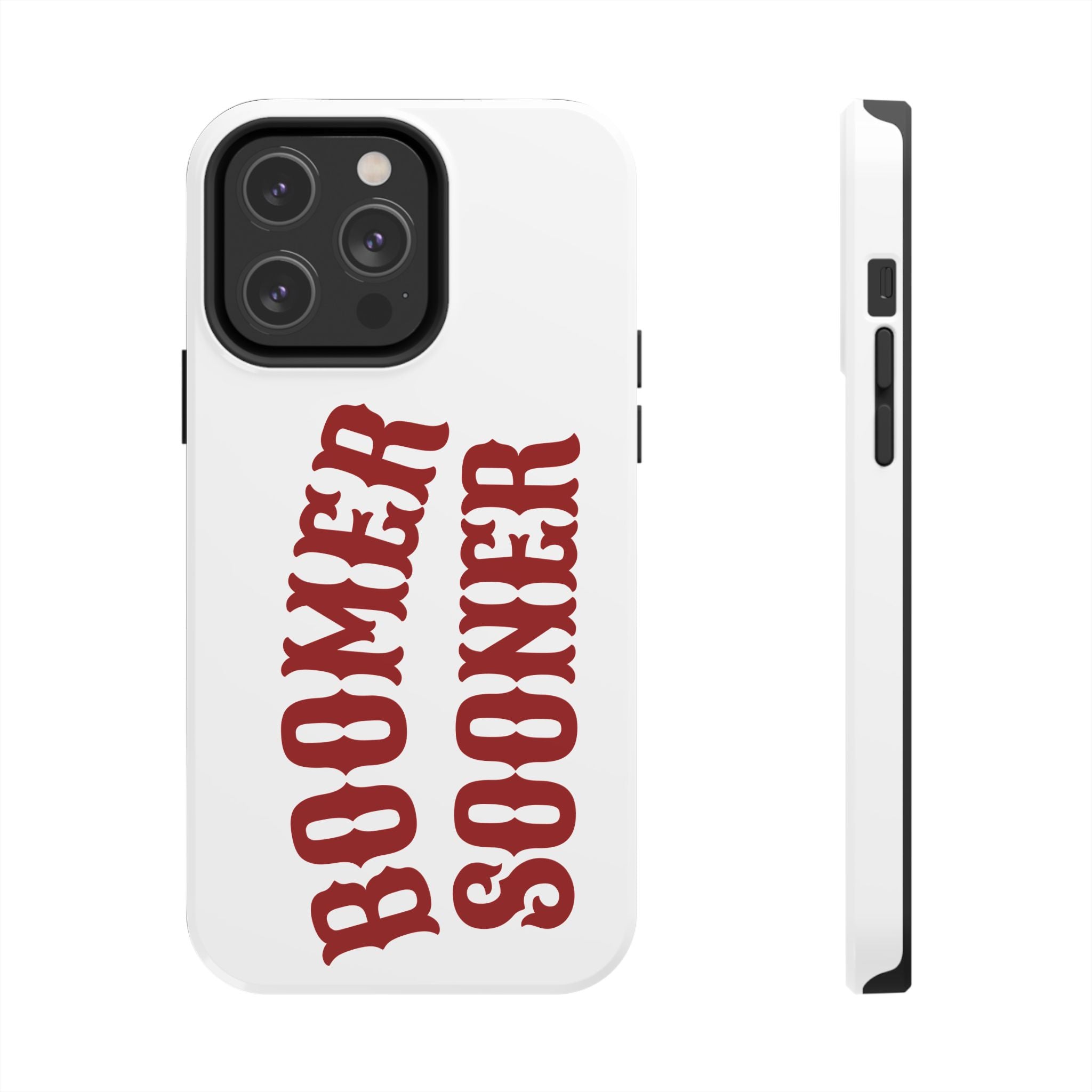 Boomer Sooner Tough Phone Case — Oklahoma Crimson Retro Text Protective Cover