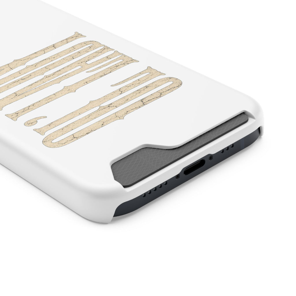 Card Holder Phone Case — Vintage Beige 'Old Soul' Typography