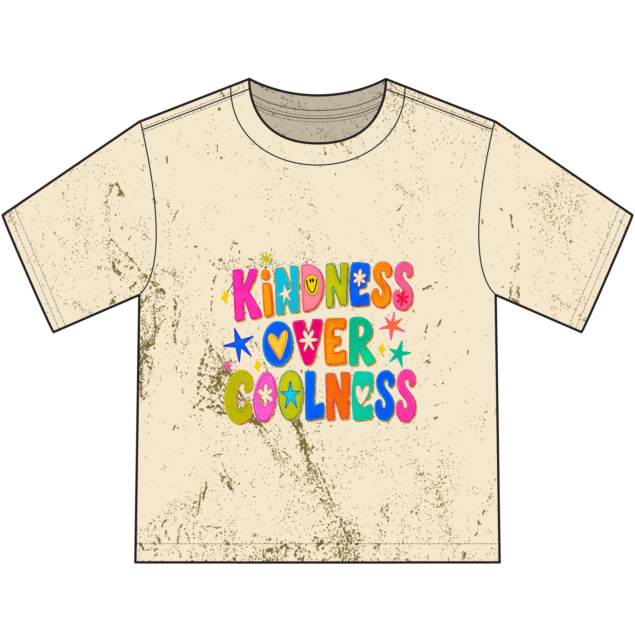 Kindness Over Coolness Youth T‑Shirt — Colorful Retro Kids Tee
