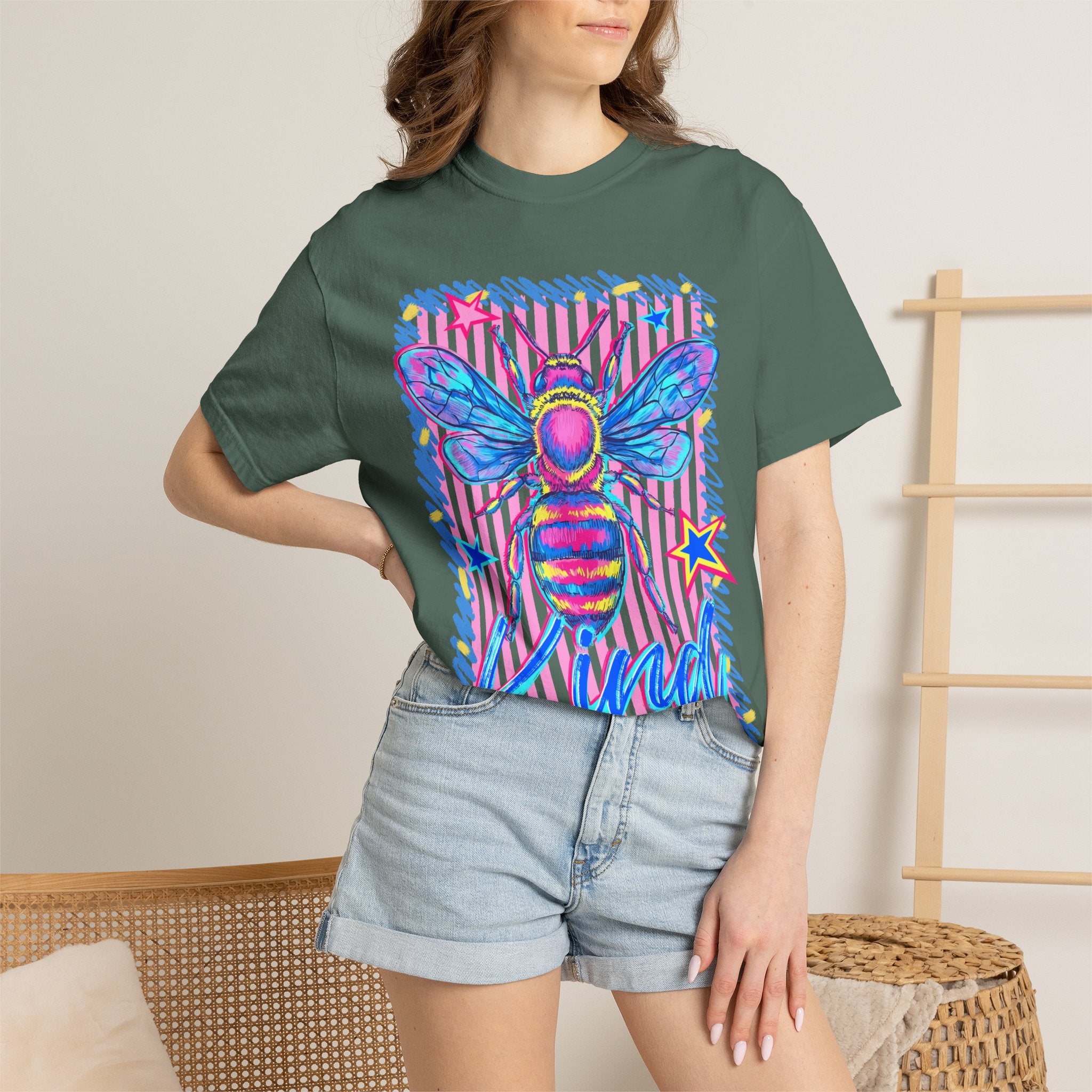 Kind Bee T-Shirt — Colorful Psychedelic Bee Graphic Tee
