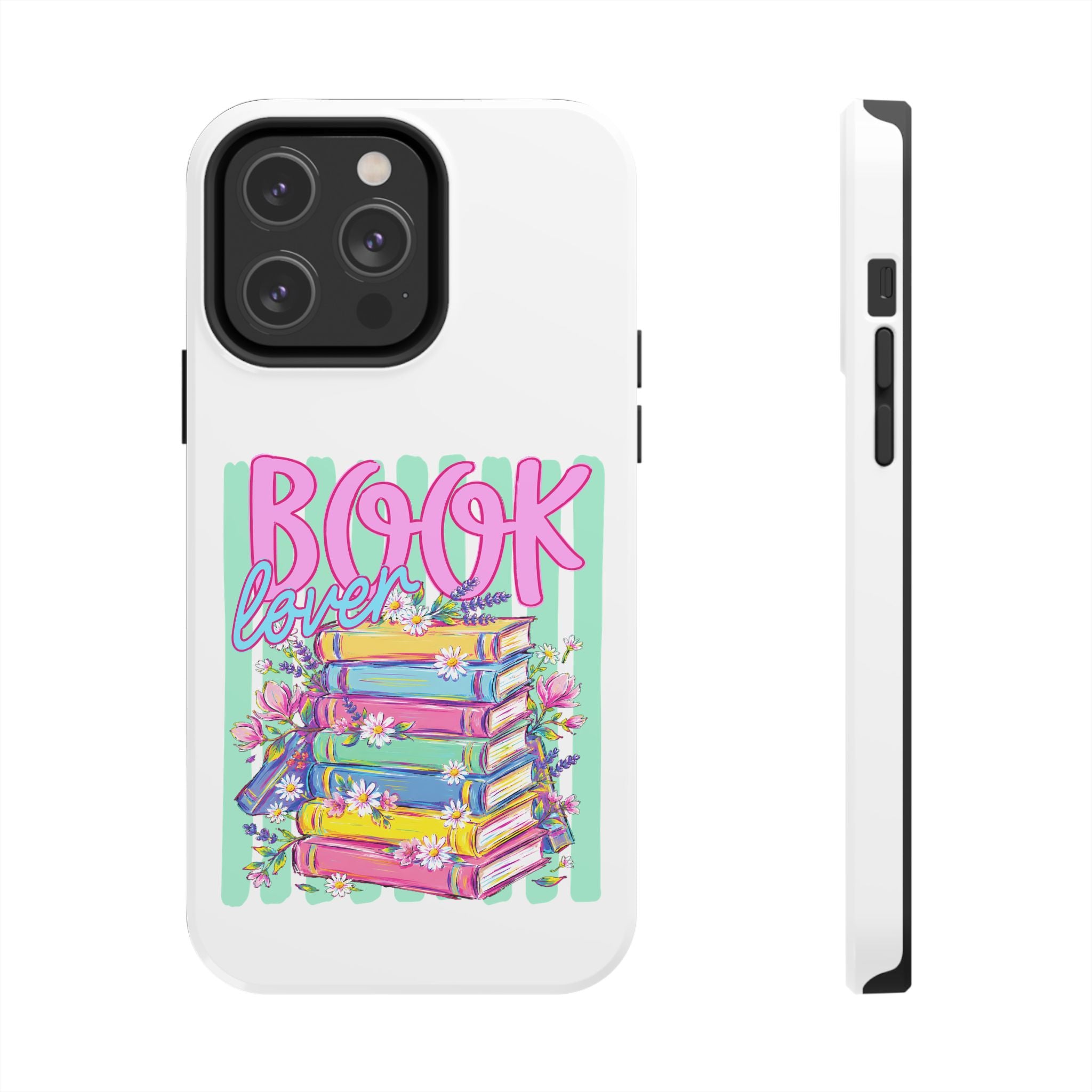 Book Lover Tough Phone Case — Colorful Stack of Books Floral Design