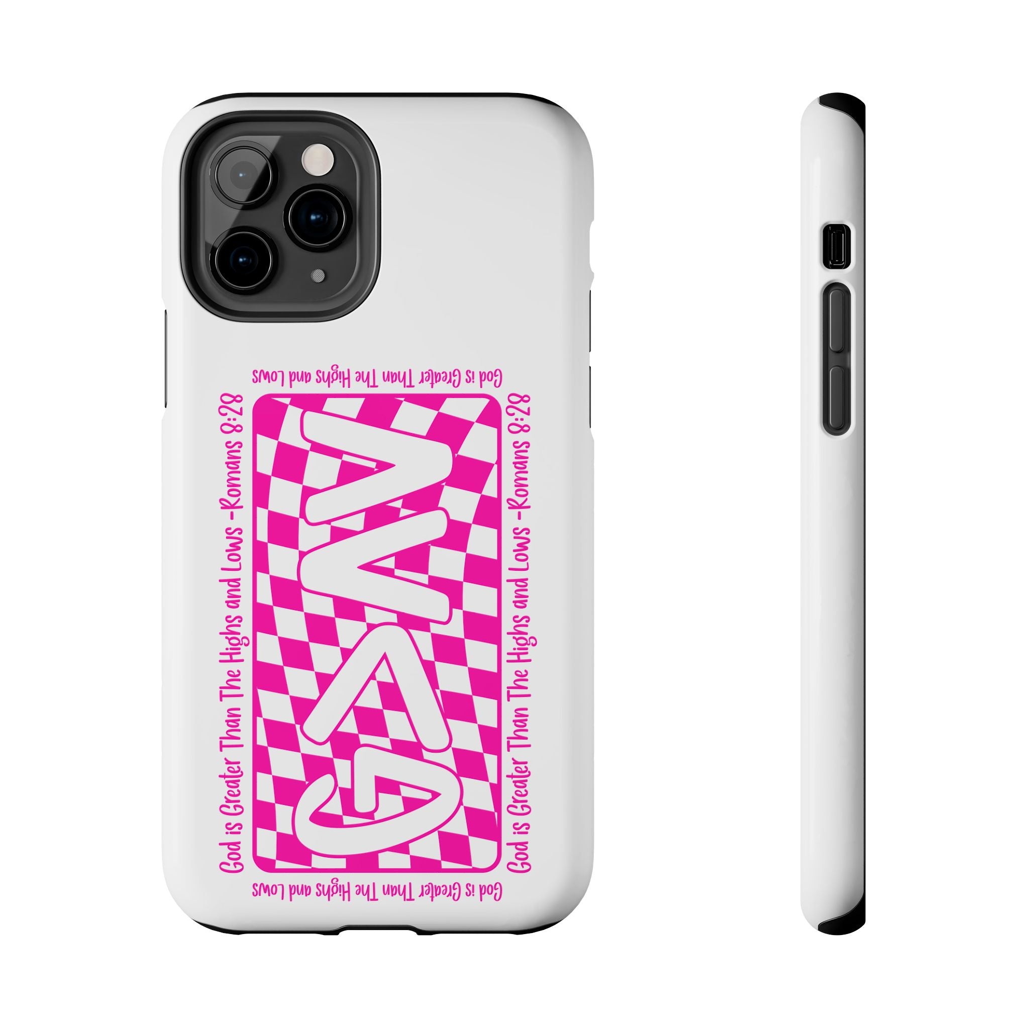 Pink Checker 'GAY' Tough Phone Case — Bold Pride Protective Cover