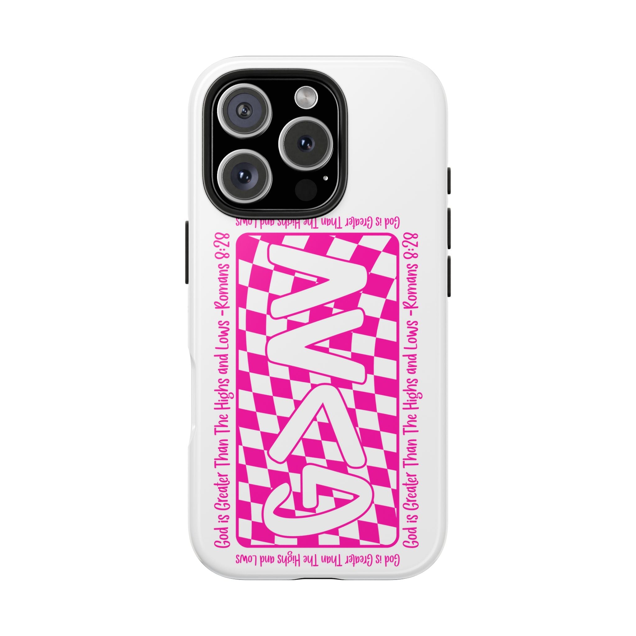 Pink Checker 'GAY' Tough Phone Case — Bold Pride Protective Cover