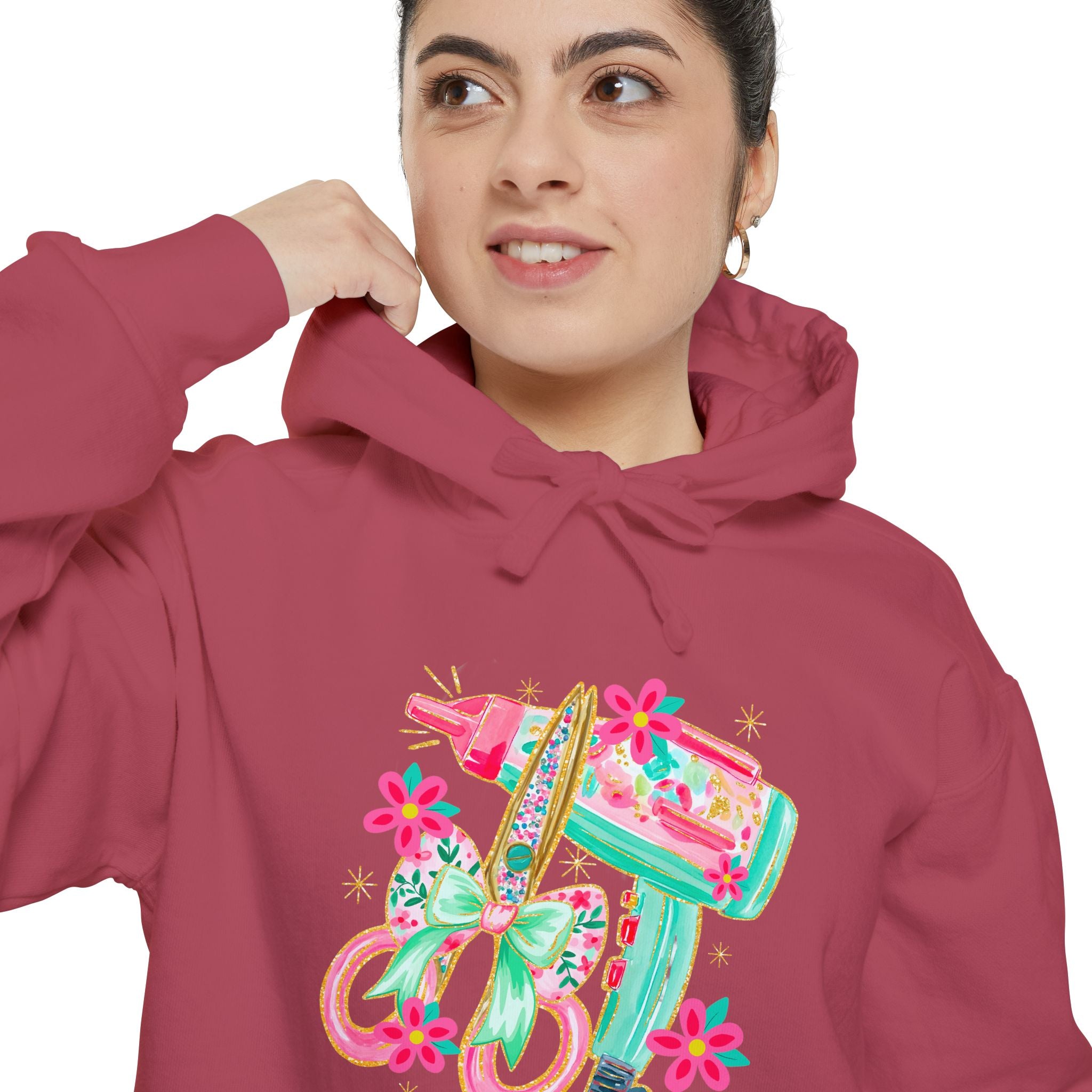White Floral Scooter Hoodie — Retro Pink & Teal Vespa Design