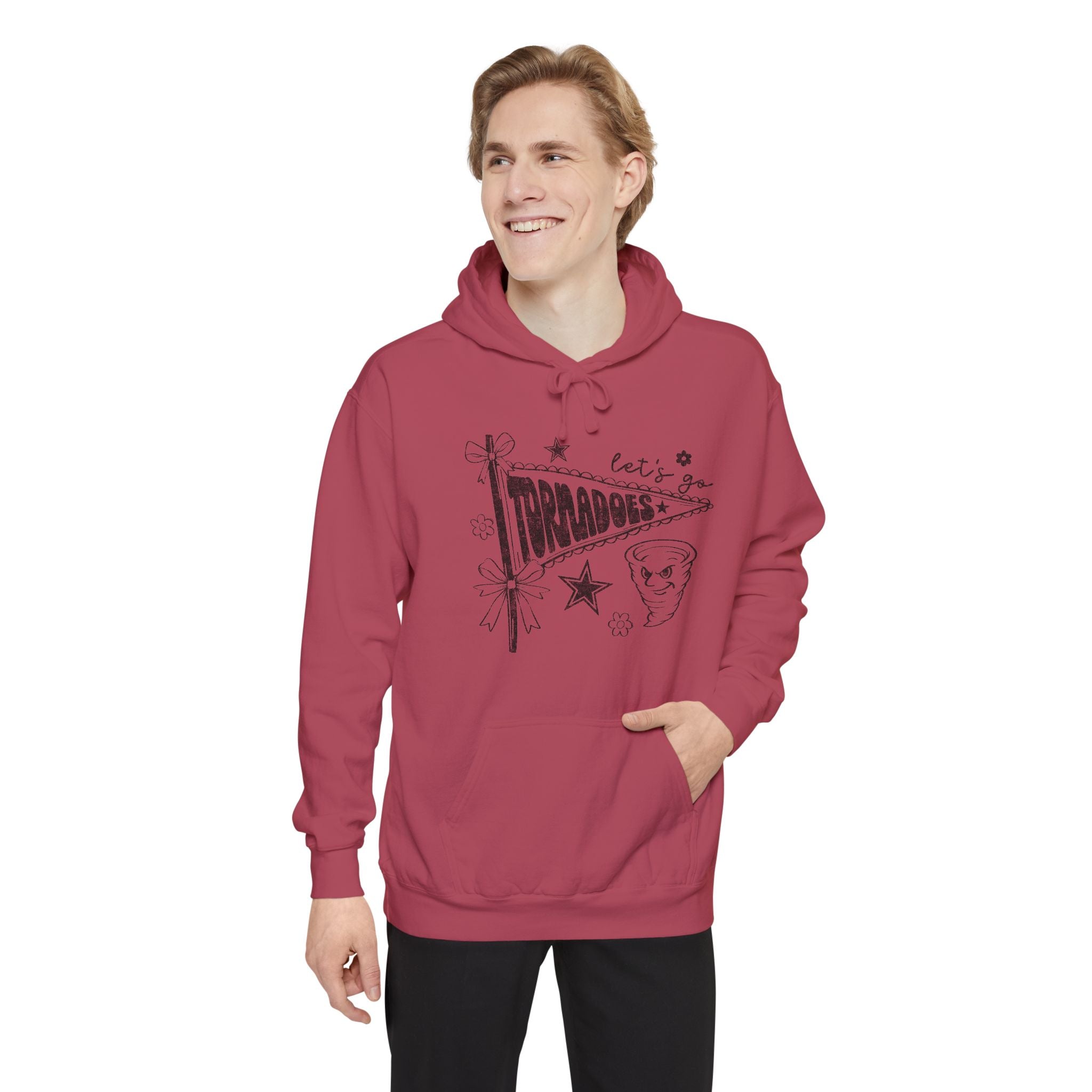 Tornadoes Graphic Hoodie — Retro Pennant Design with 'Let's Go' Text