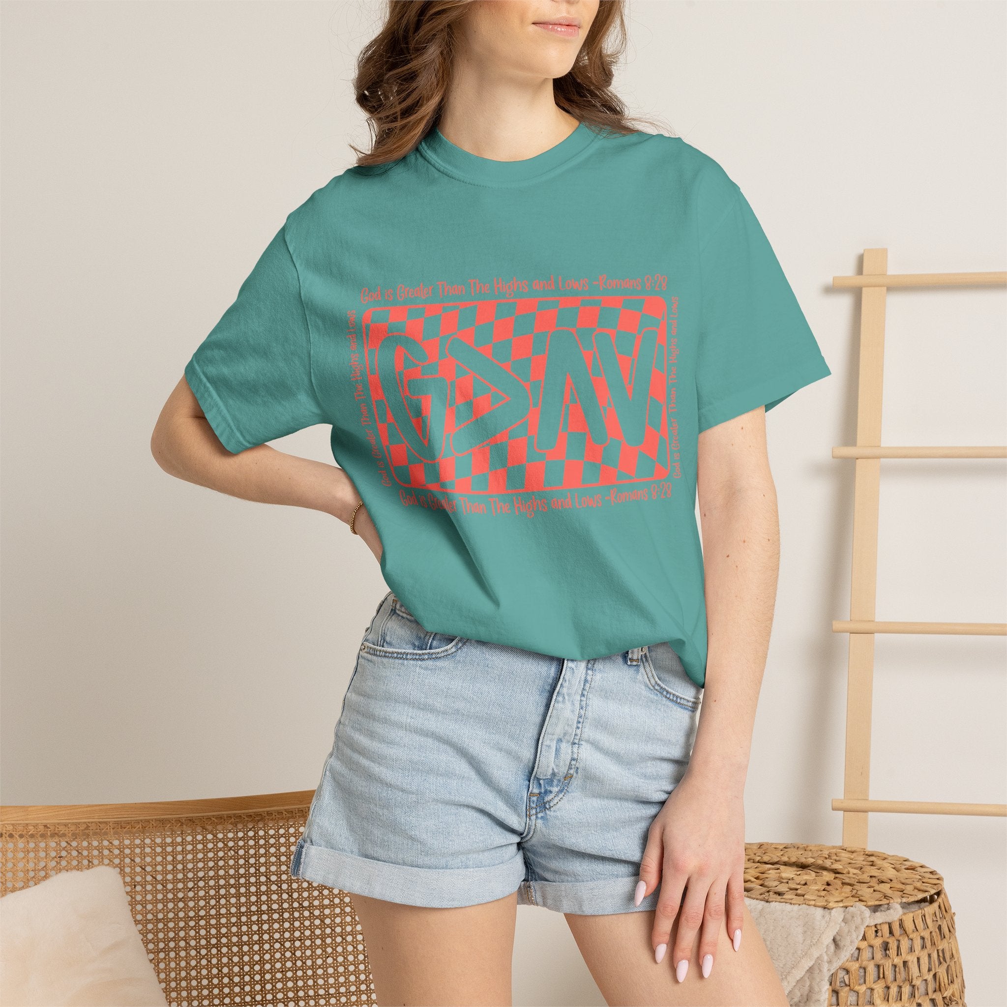 Grateful Dead Vibes Checkerboard Graphic T‑Shirt — 'G?AV' Retro Band Tee