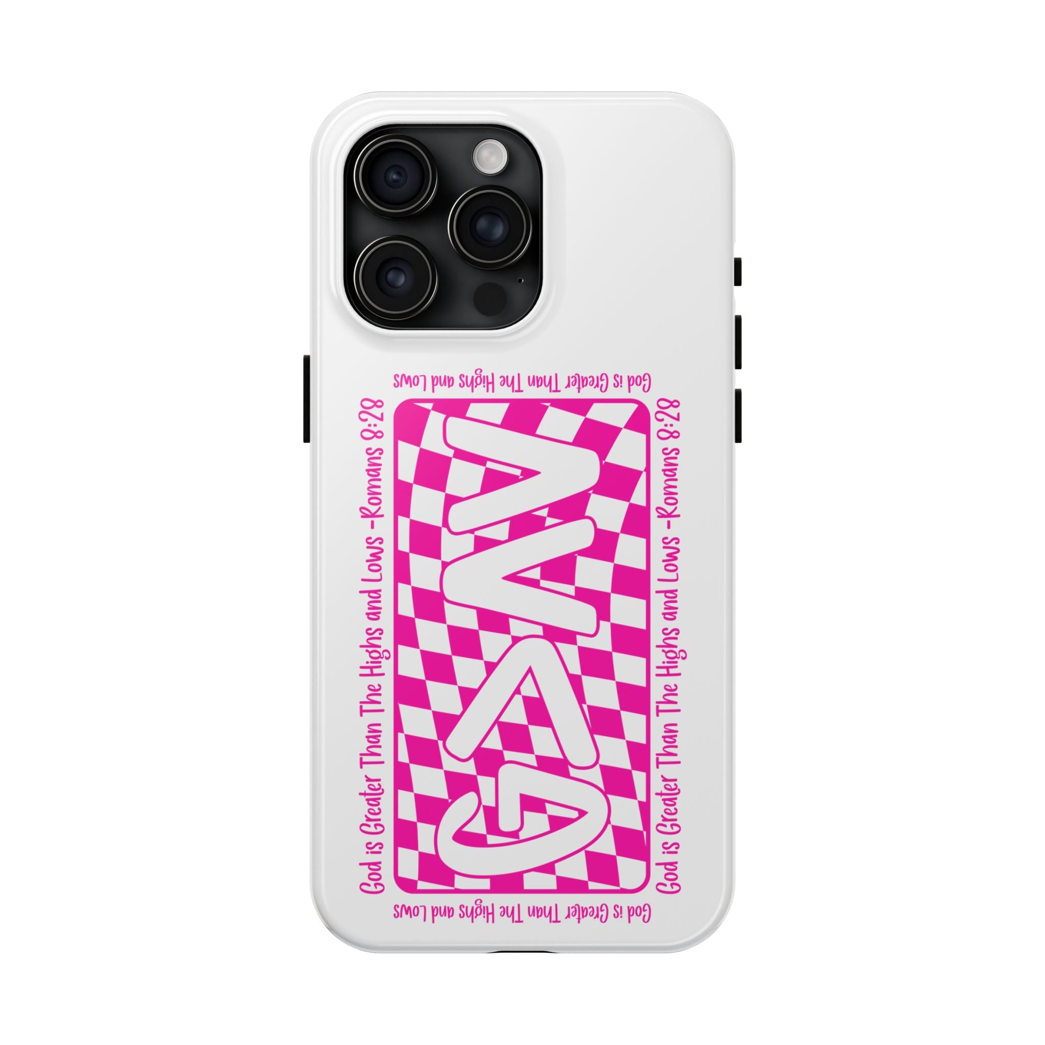 Pink Checker 'GAY' Tough Phone Case — Bold Pride Protective Cover